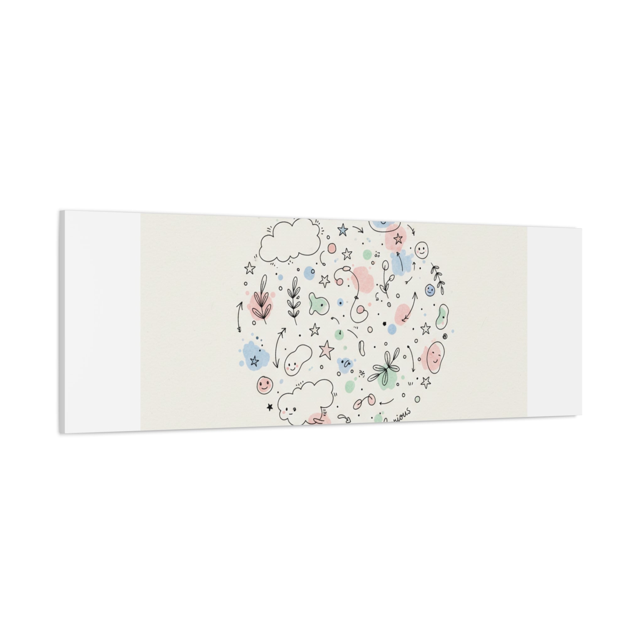 Doodle Circle Line Drawing Matte Canvas, Hand-Drawn Sketch Art