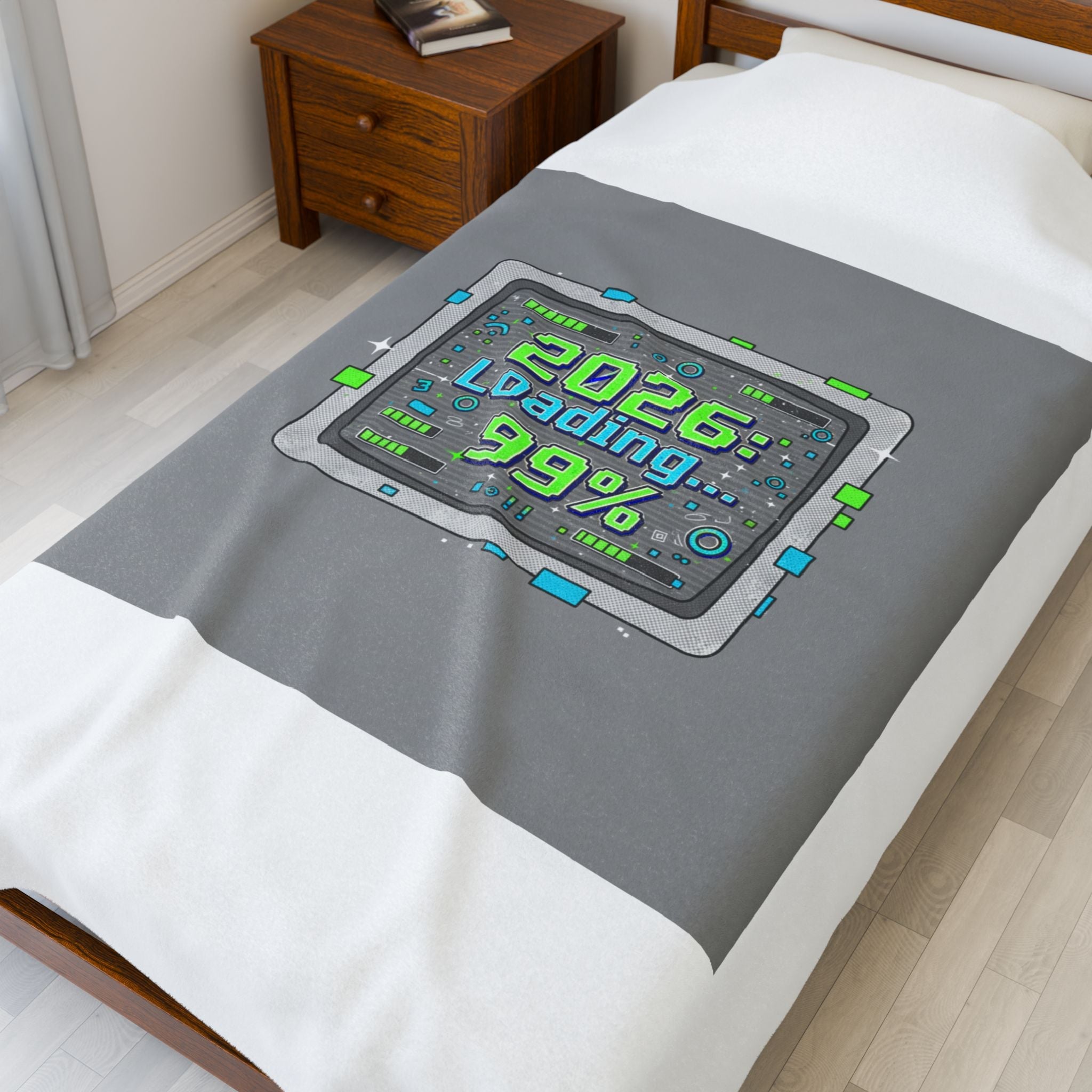 2026 Loading 99% Blanket | NYE countdown, retro system interface