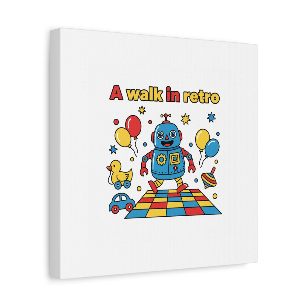 Retro Toy Robot Canvas | Throwback Kid, Primary Color Nostalgia