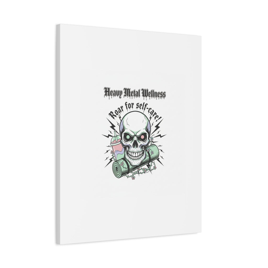 Roar for Self-Care Skull Canvas | heavy metal wellness, gothic wellness quote