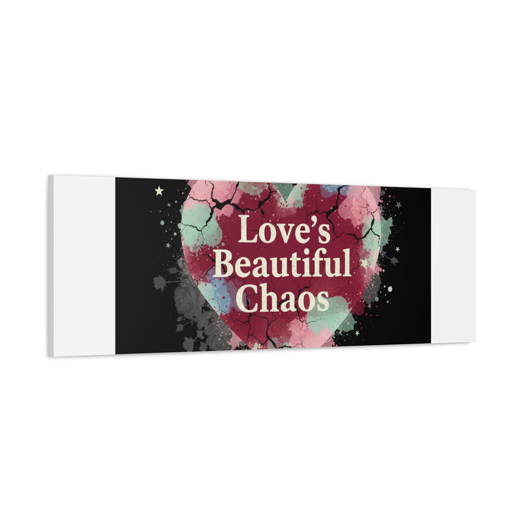 Love's Beautiful Chaos Canvas Print | Soft Grunge Hearts, Distressed Heart Art
