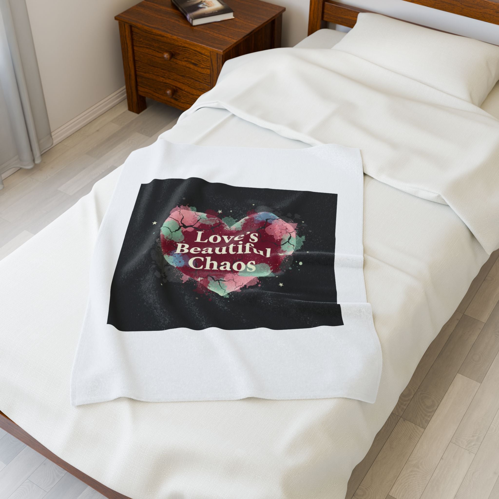 Love's Beautiful Chaos Velveteen Blanket | Soft Grunge Hearts, Distressed Heart Collage