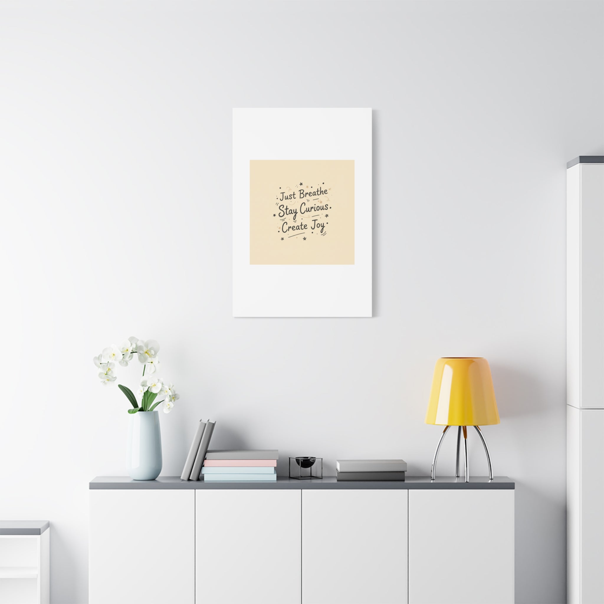 Just Breathe Stay Curious Create Joy Canvas | Messy Handwritten Typography, Doodle Text Art