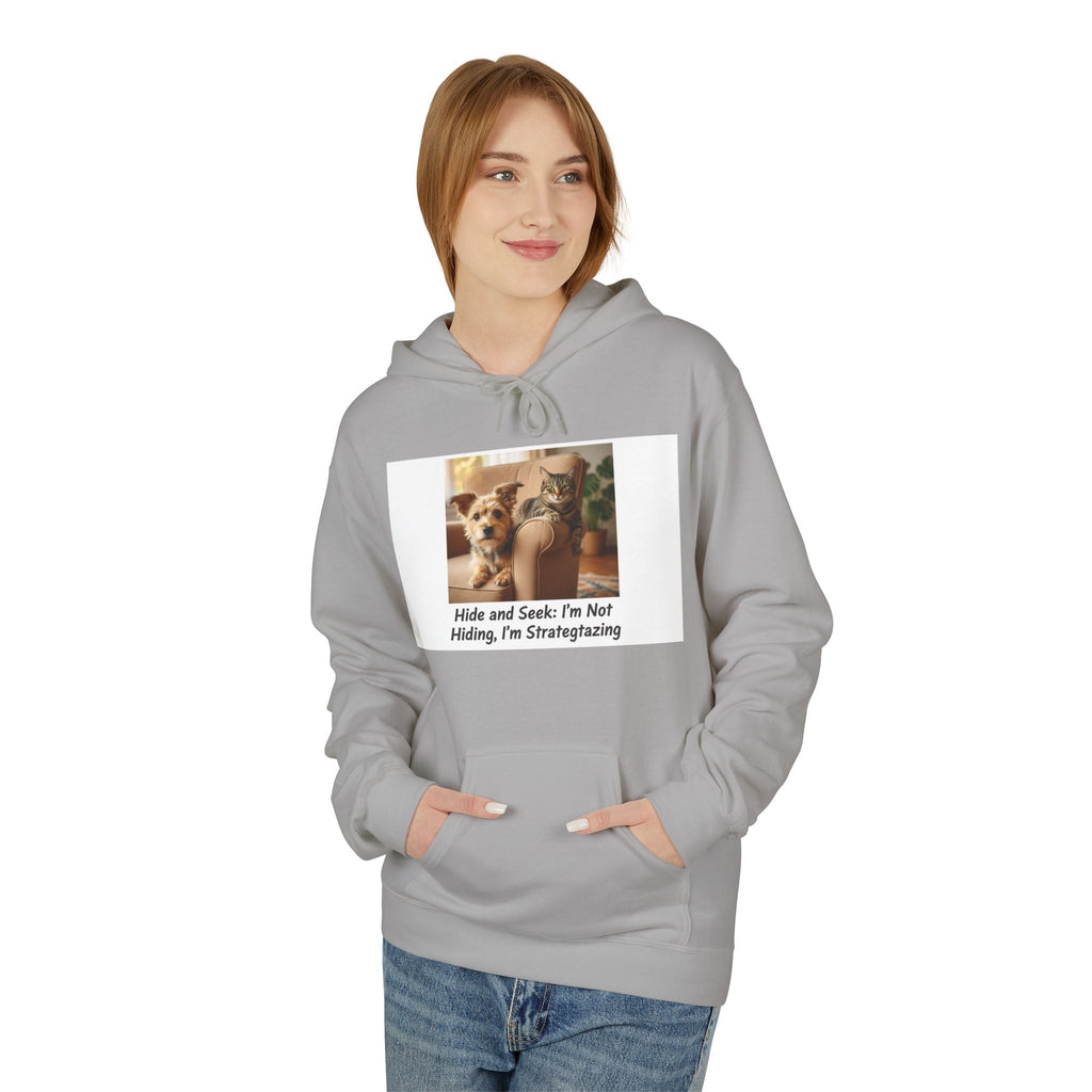 Cute Dog Meme Hoodie — "Hide and Seek; I’m Not Hiding, I’m Strategizing"