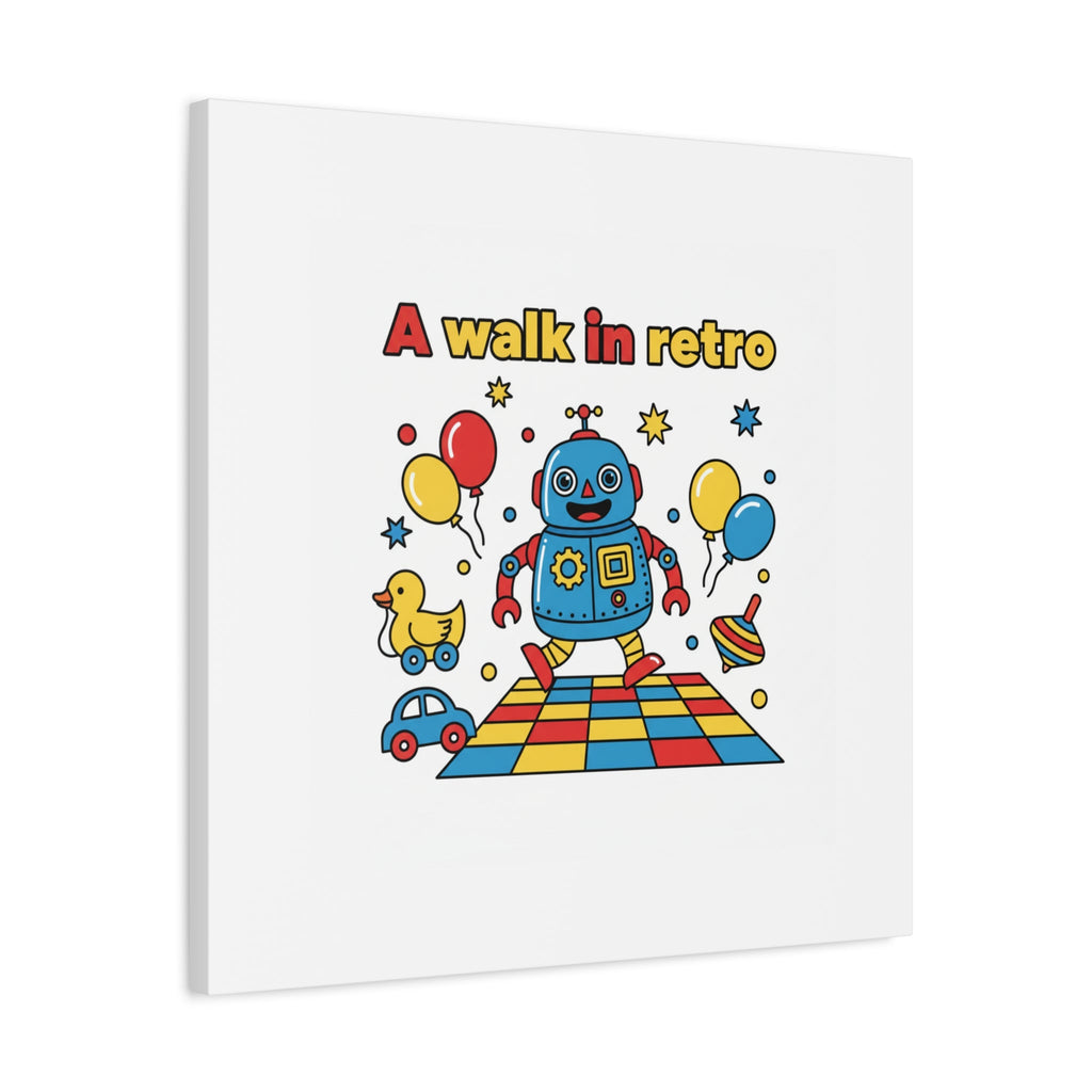 Retro Toy Robot Canvas | Throwback Kid, Primary Color Nostalgia