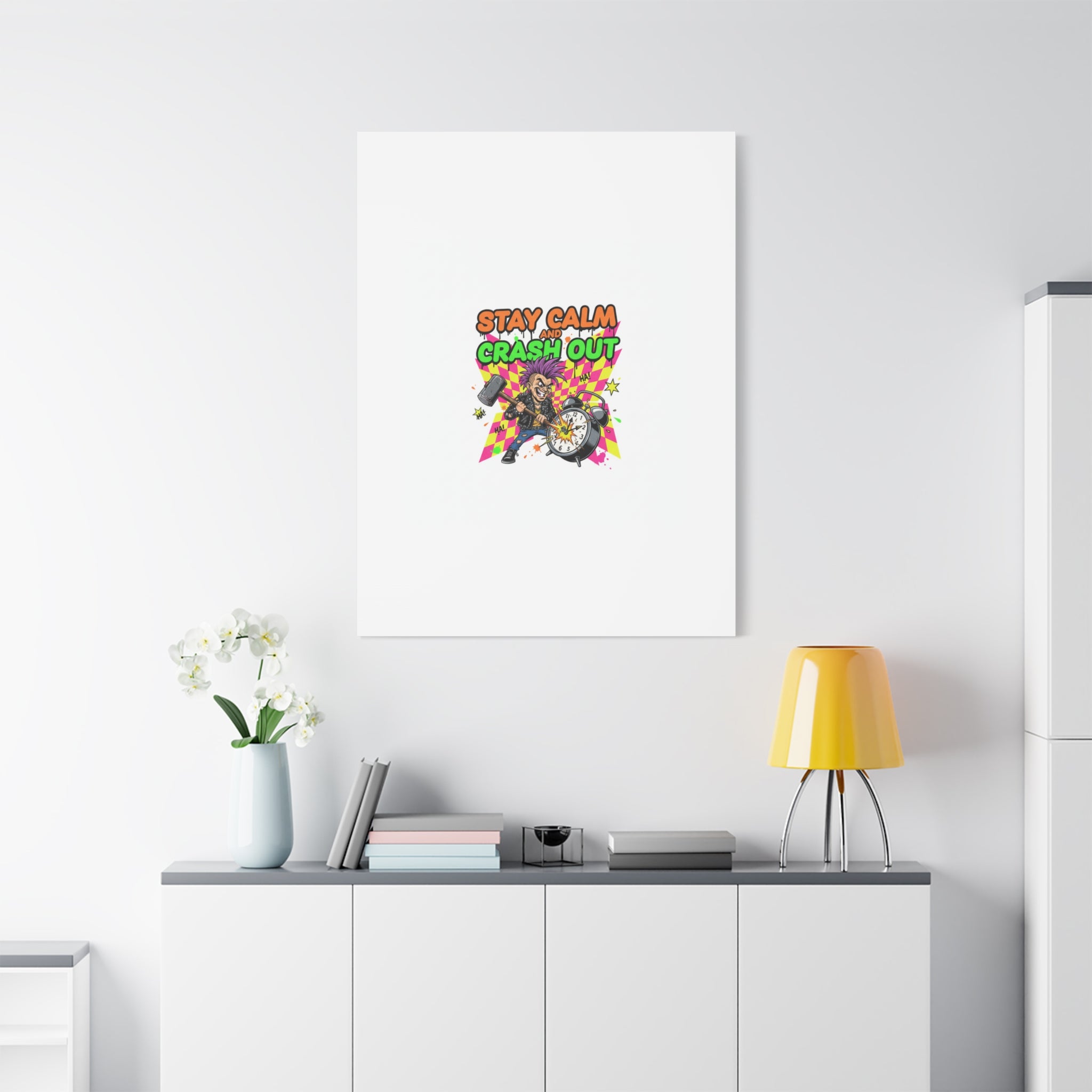 Stay Calm and Crash Out Canvas | neon skate graffiti, meltdown art