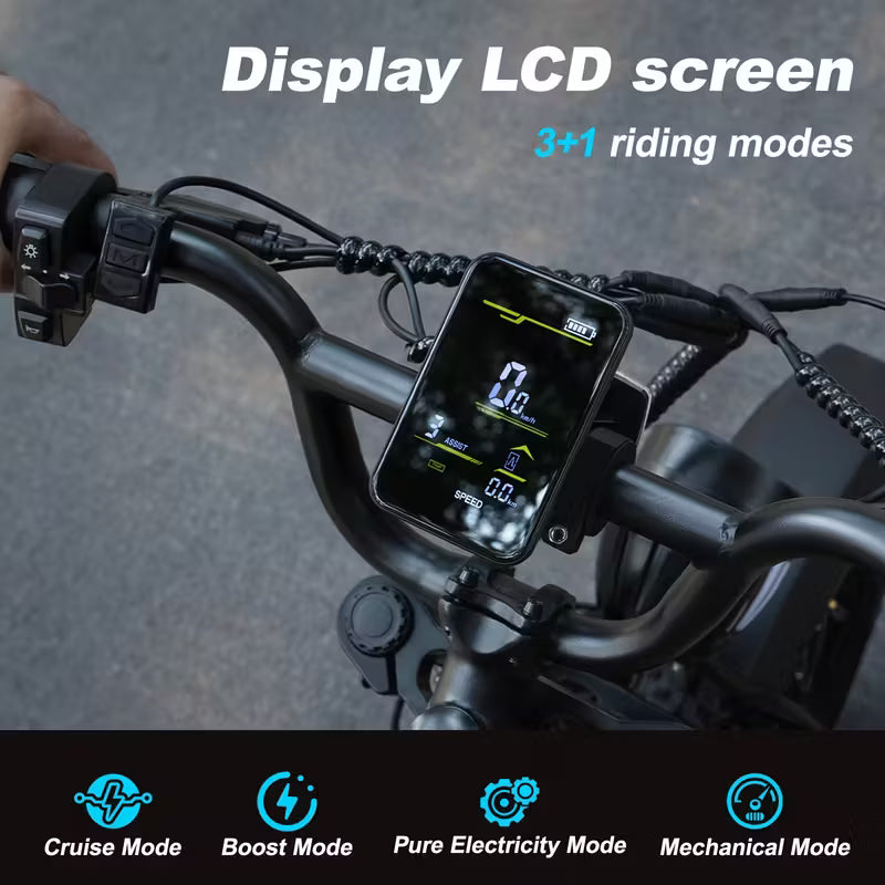 16" Tire Electric Bike for Teens & Adults, 500W 22MPH E-Bike with 45-Mile Range, 36V/12.8Ah Removable Battery, Dual Disc Brakes, Front Suspension & LCD Display, Black, Commuter Mountain Bike