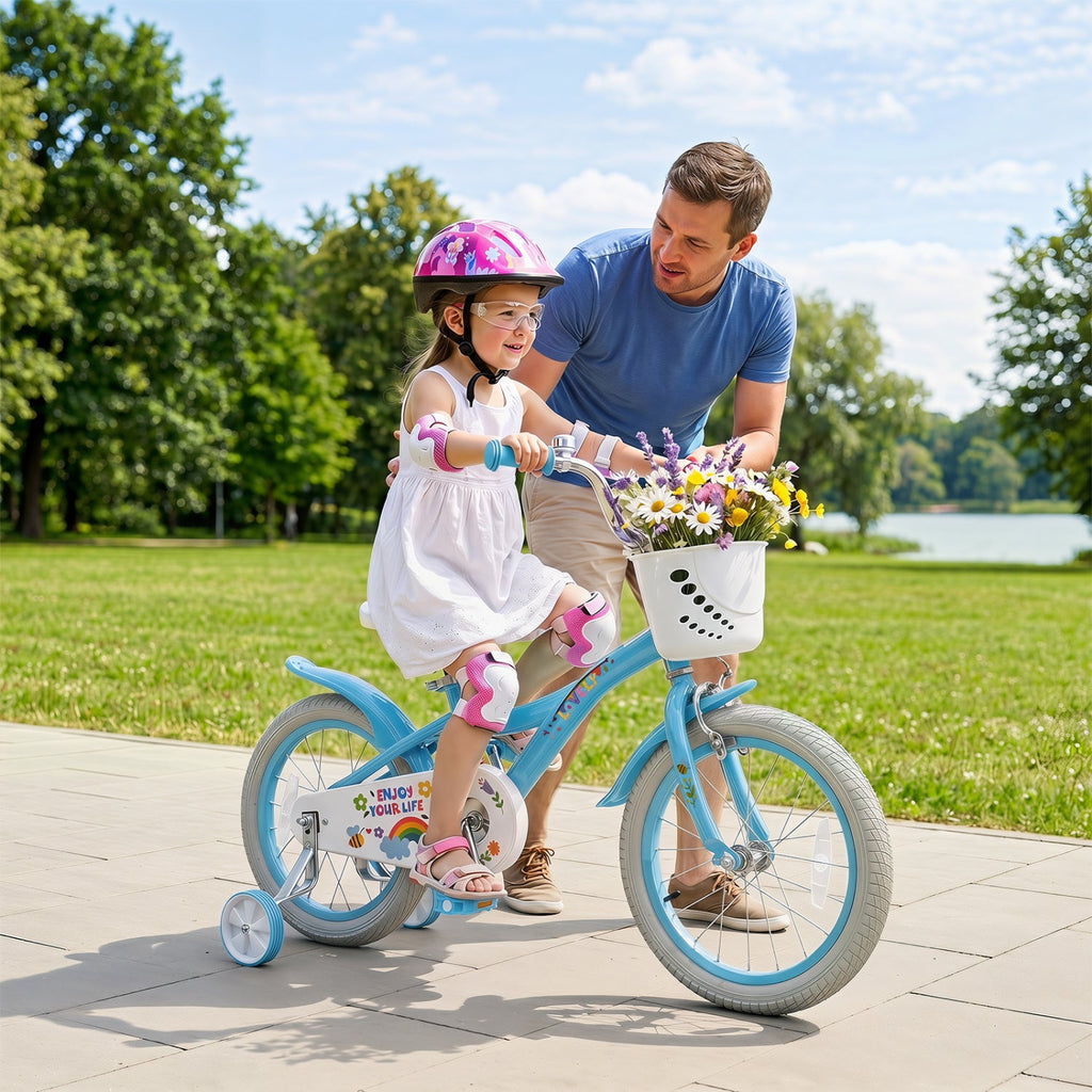 Girls Bike 12-18 Inch with Training Wheels and Basket