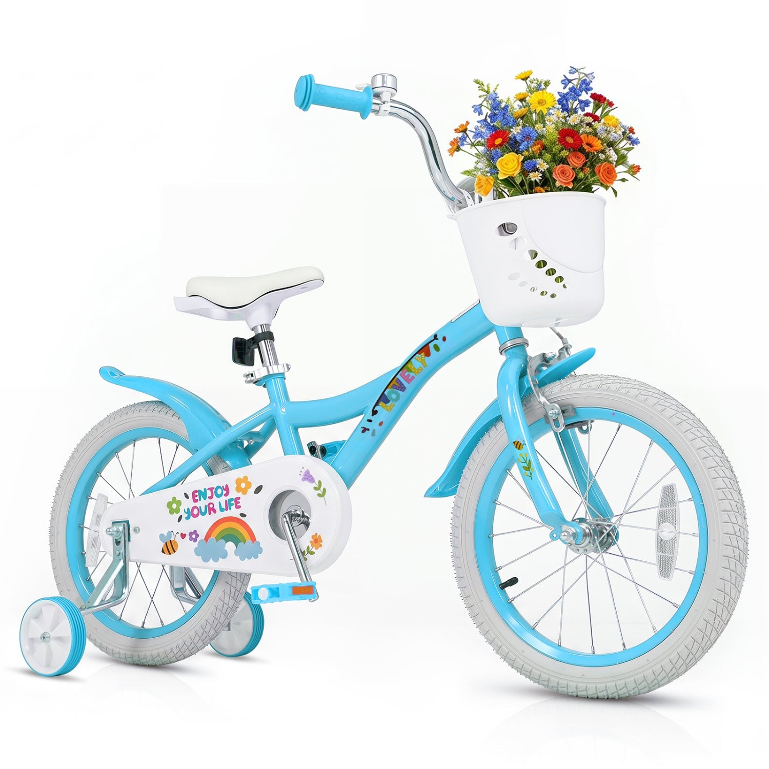 Girls Bike 12-18 Inch with Training Wheels and Basket