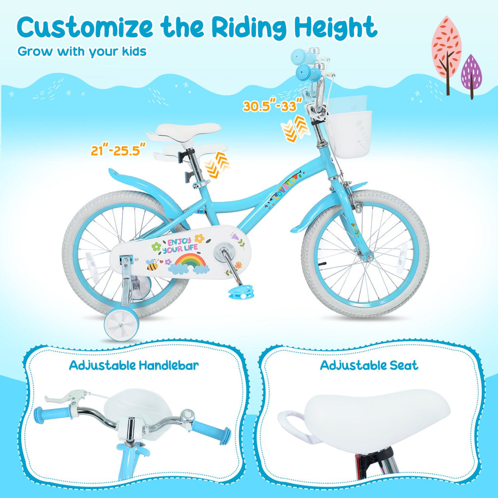 Girls Bike 12-18 Inch with Training Wheels and Basket