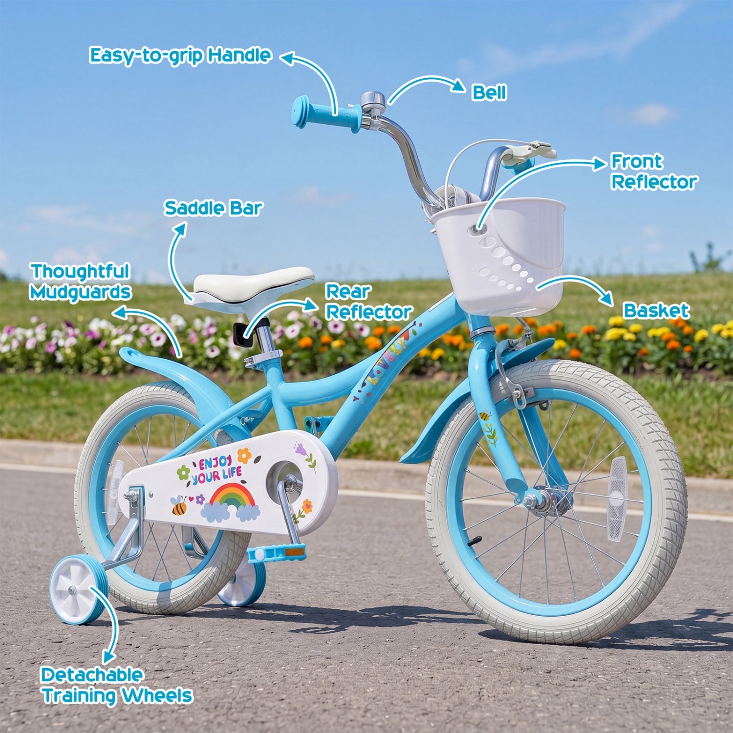 Girls Bike 12-18 Inch with Training Wheels and Basket