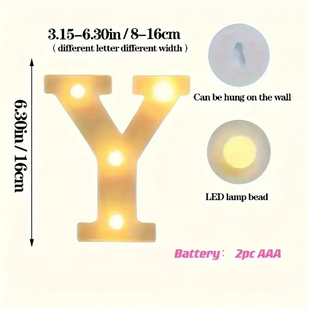 16cm (6.3 in) LED Marquee Letter & Number Light - Battery - Operated Night Lamp for Home, Wedding, Bar & Party Decor - PhishStones Products