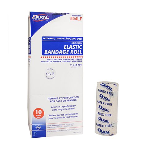 Dukal™ Clip Detached Closure Elastic Bandage, 4 Inch x 4-1/2 Yard 504LF