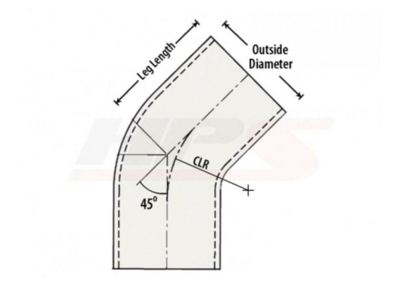 HPS Performance Products HPS 1-1/2" OD 45 Degree Bend 6061 Aluminum Elbow Pipe Tubing 16 Gauge w/ 2" CLR