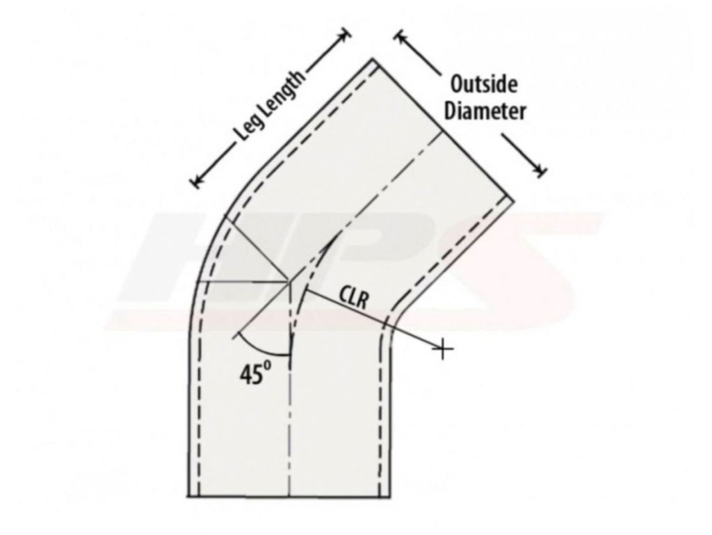 HPS Performance Products HPS 1" OD 45 Degree Bend 6061 Aluminum Elbow Pipe Tubing 16 Gauge w/ 1-1/2" CLR