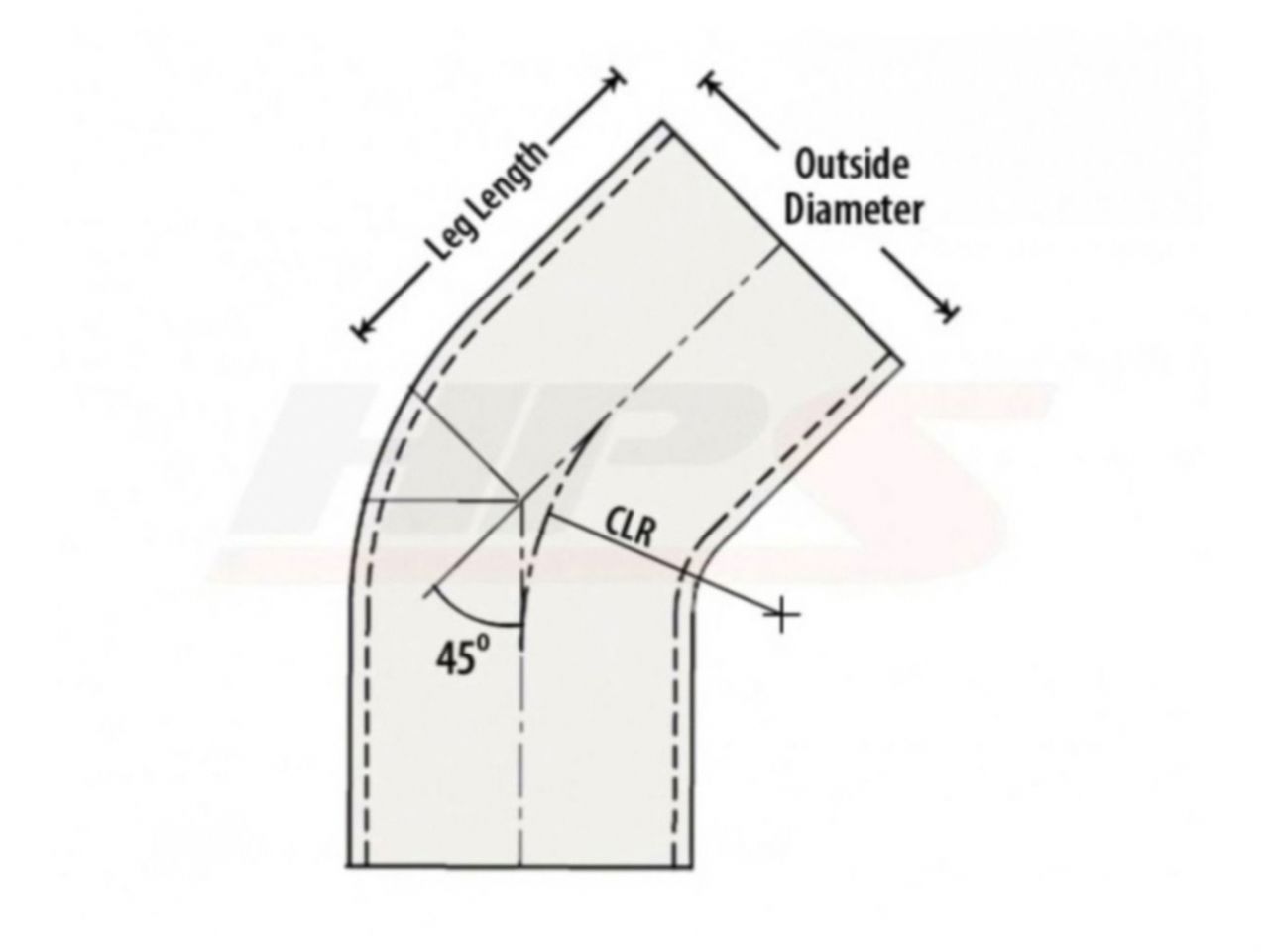 HPS Performance Products HPS 1-1/4" OD 45 Degree Bend 6061 Aluminum Elbow Pipe Tubing 16 Gauge w/ 2" CLR