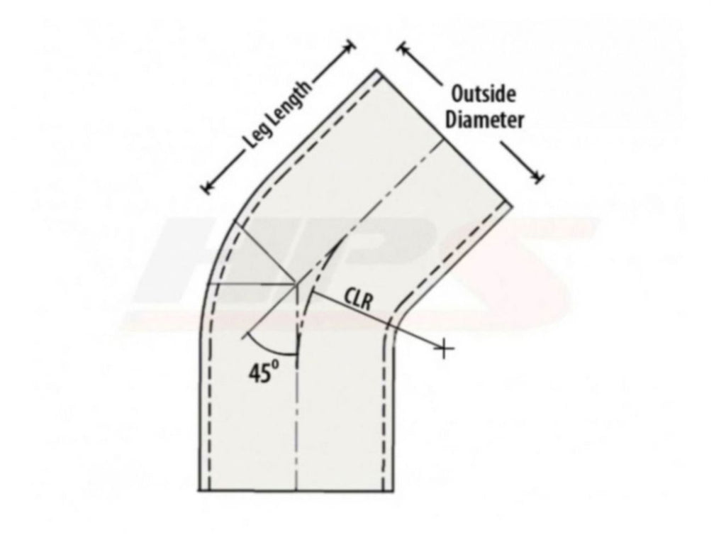 HPS Performance Products HPS 1-3/4" OD 45 Degree Bend 6061 Aluminum Elbow Pipe Tubing 16 Gauge w/ 2" CLR