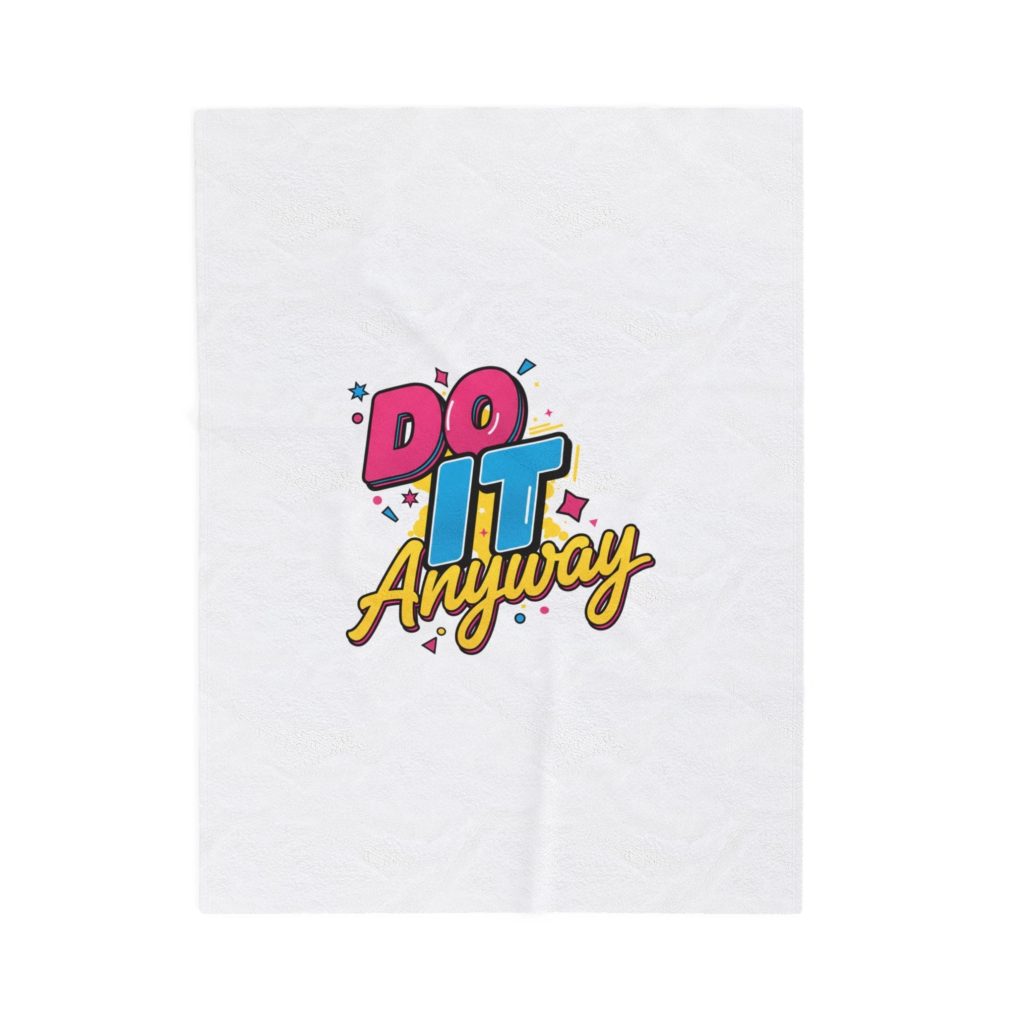 Do It Anyway Typography Velveteen Plush Blanket | Maximalist Stacked Type