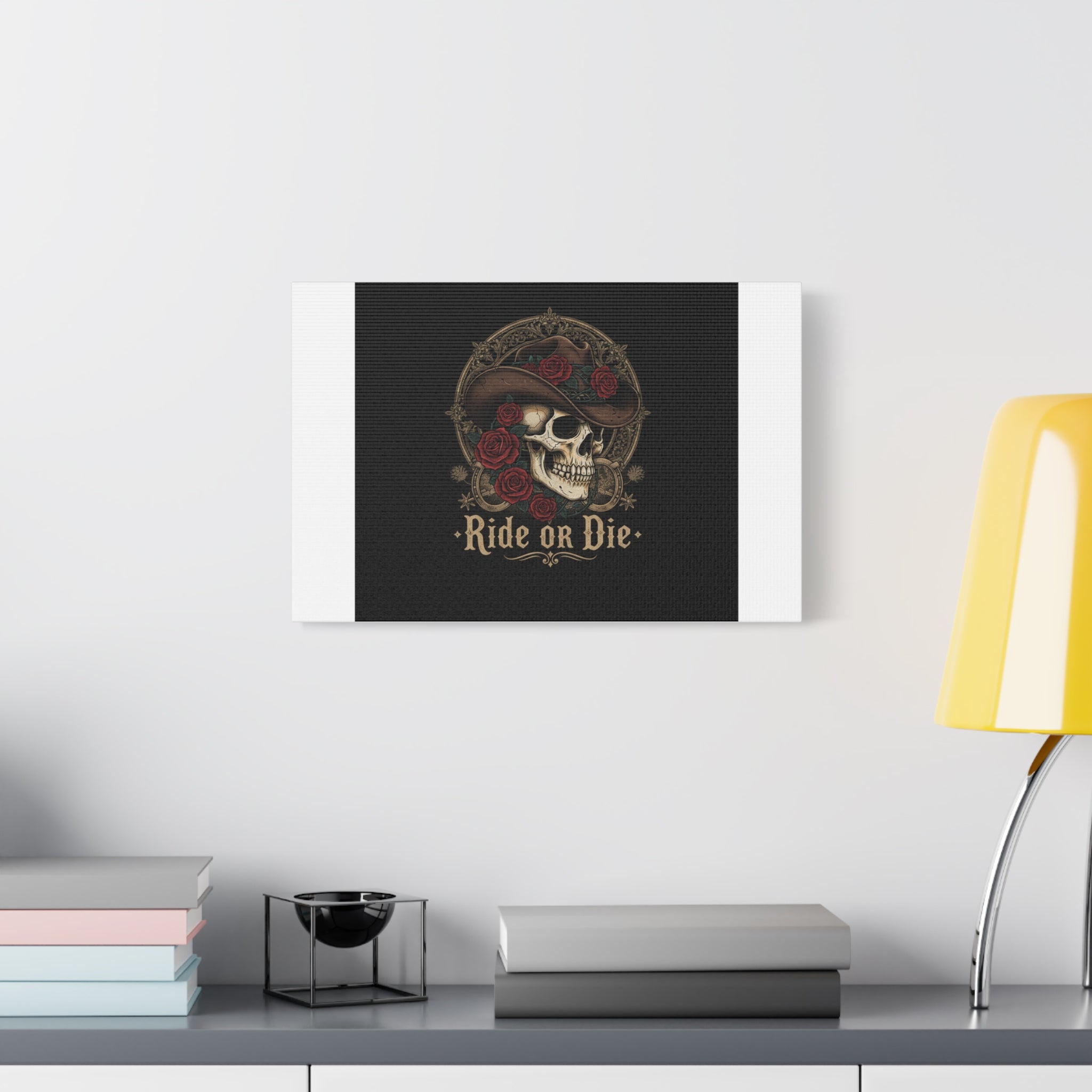 Ride or Die Skull Canvas | Western Skull Art, Gothic Americana