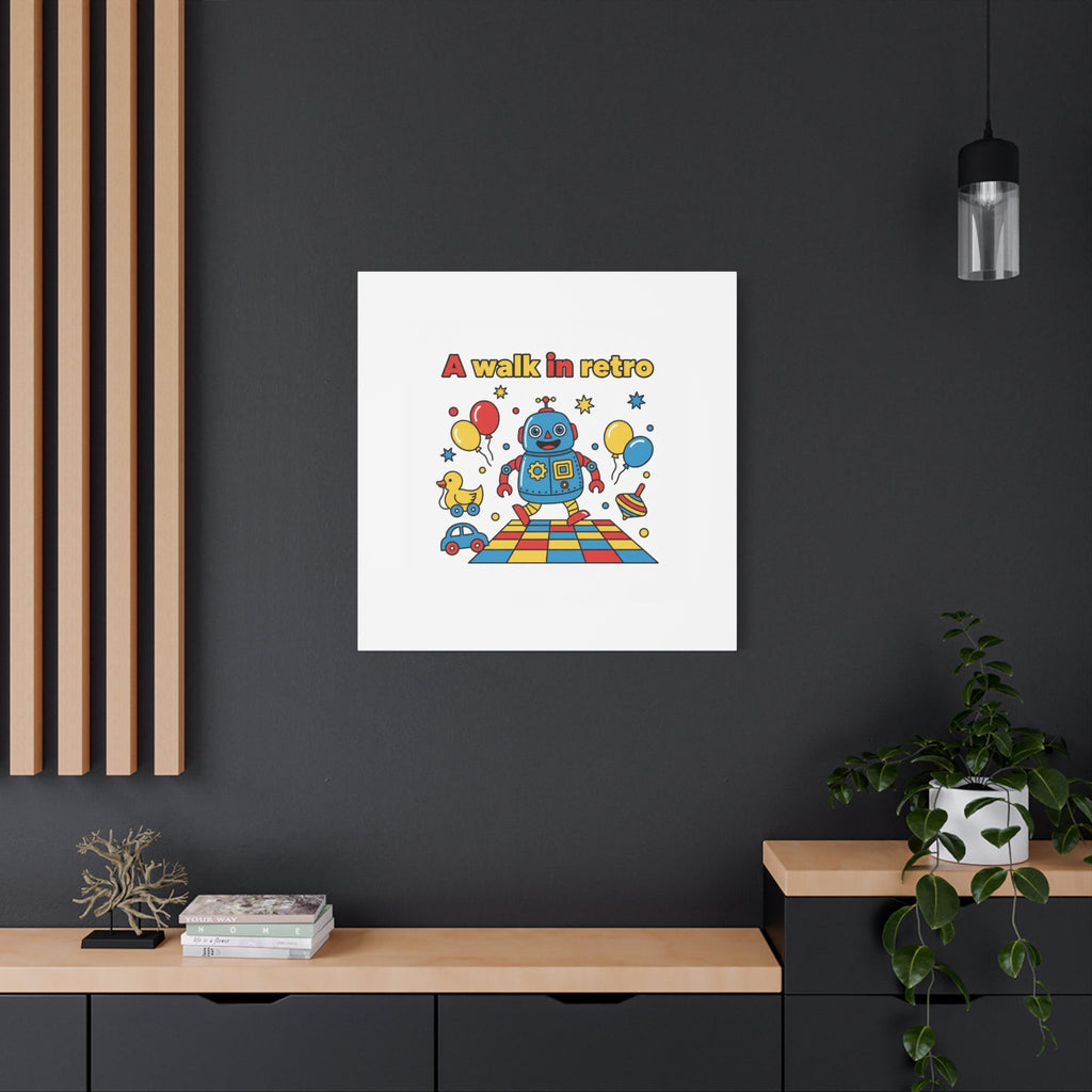 Retro Toy Robot Canvas | Throwback Kid, Primary Color Nostalgia