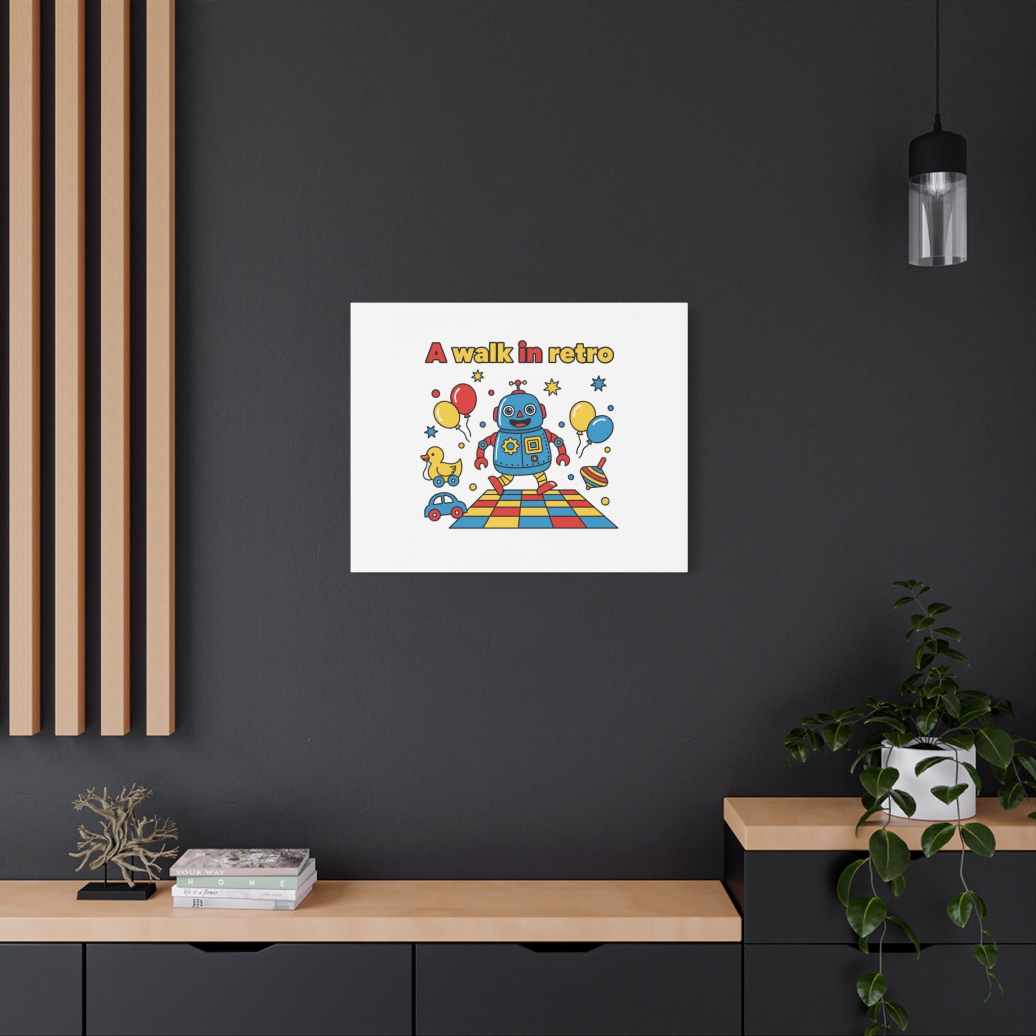 Retro Toy Robot Canvas | Throwback Kid, Primary Color Nostalgia