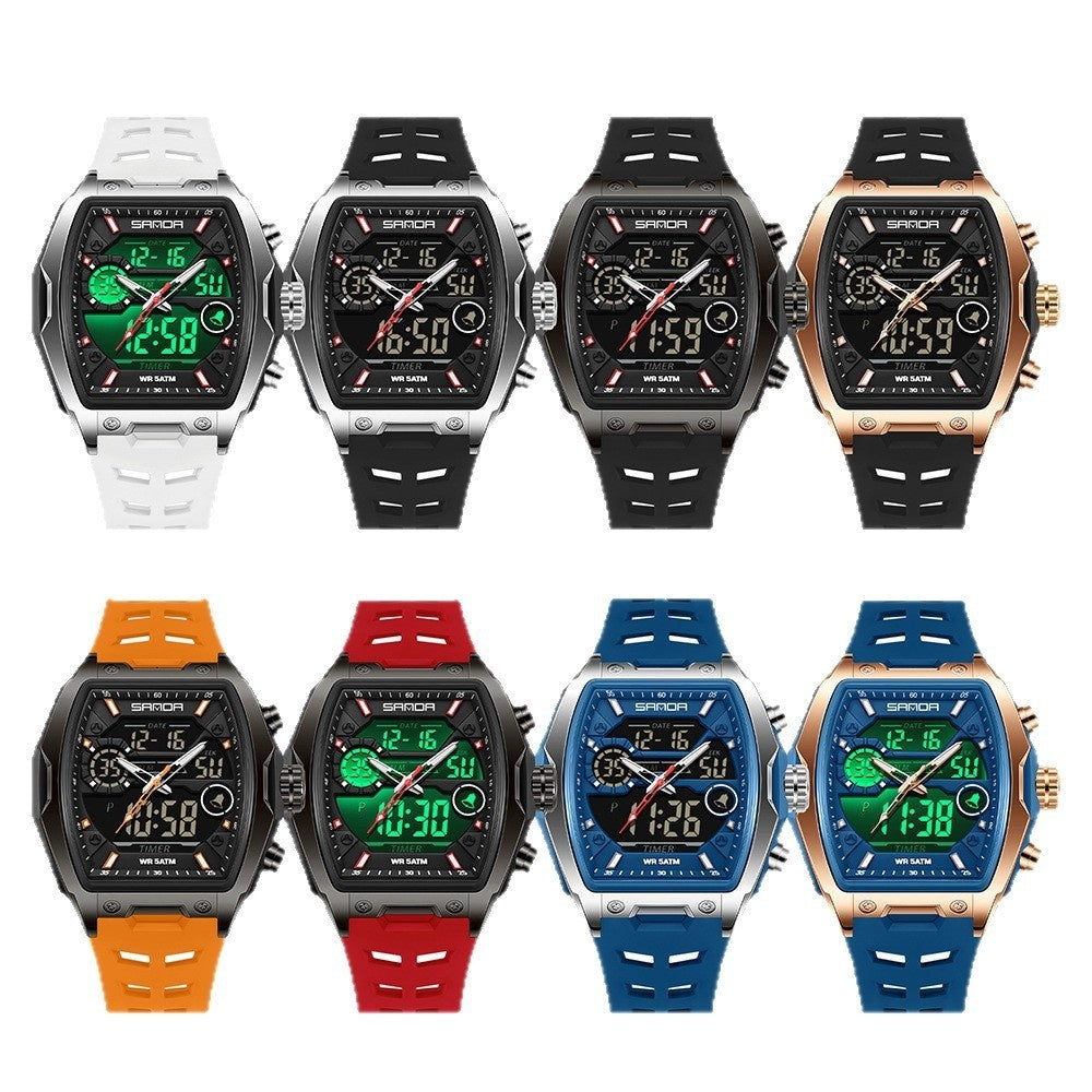 Barrel-shaped Waterproof Multifunctional Alarm Clock Student Sports Watch