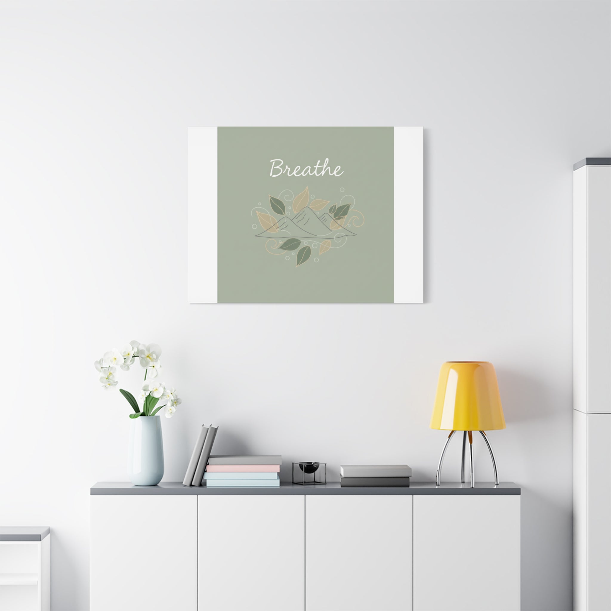 Breathe Mountain Line Canvas | Nature Symbols, Minimal Forest Wall Art