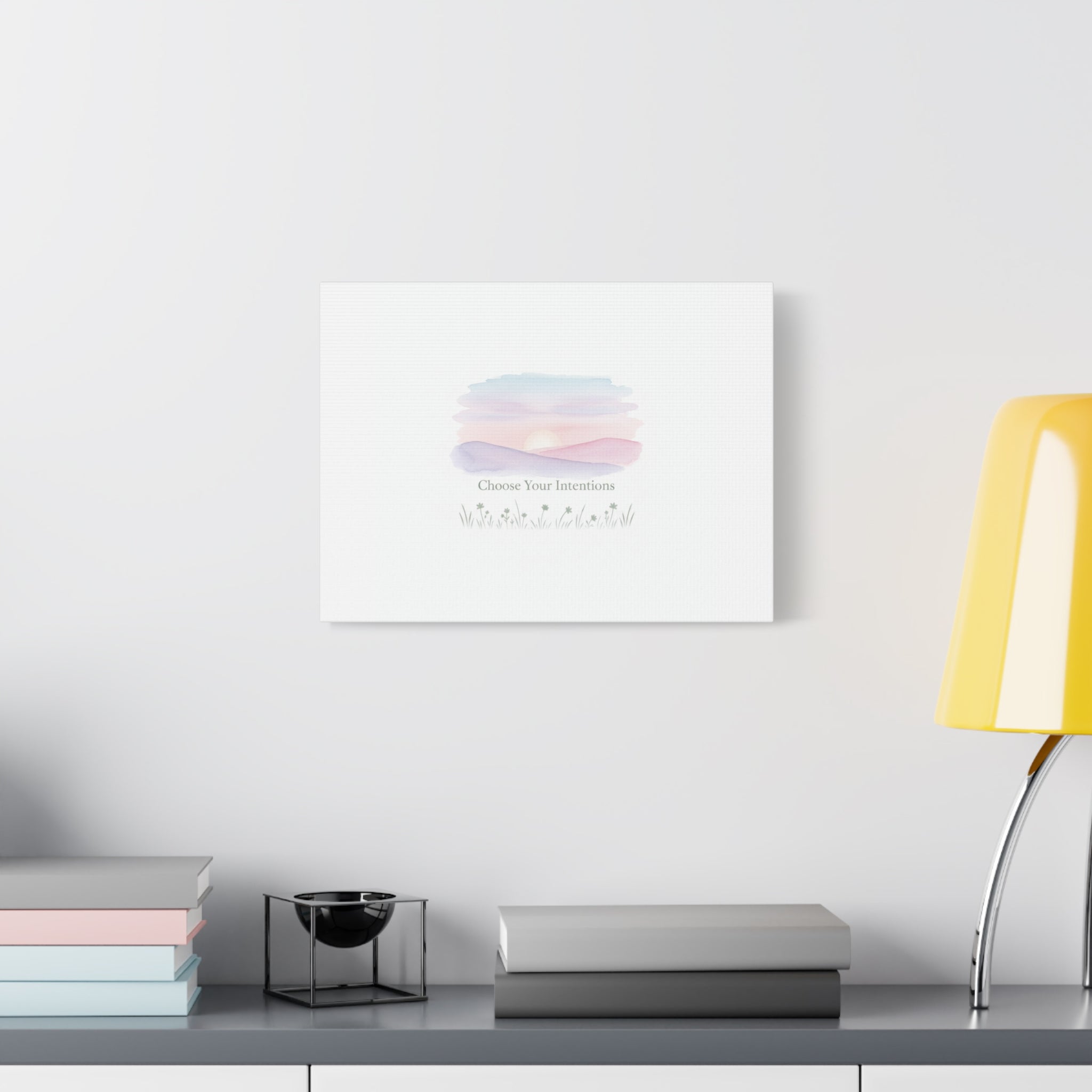 Choose Your Intentions Canvas, soft wellness poster, pastel gradient mindfulness art