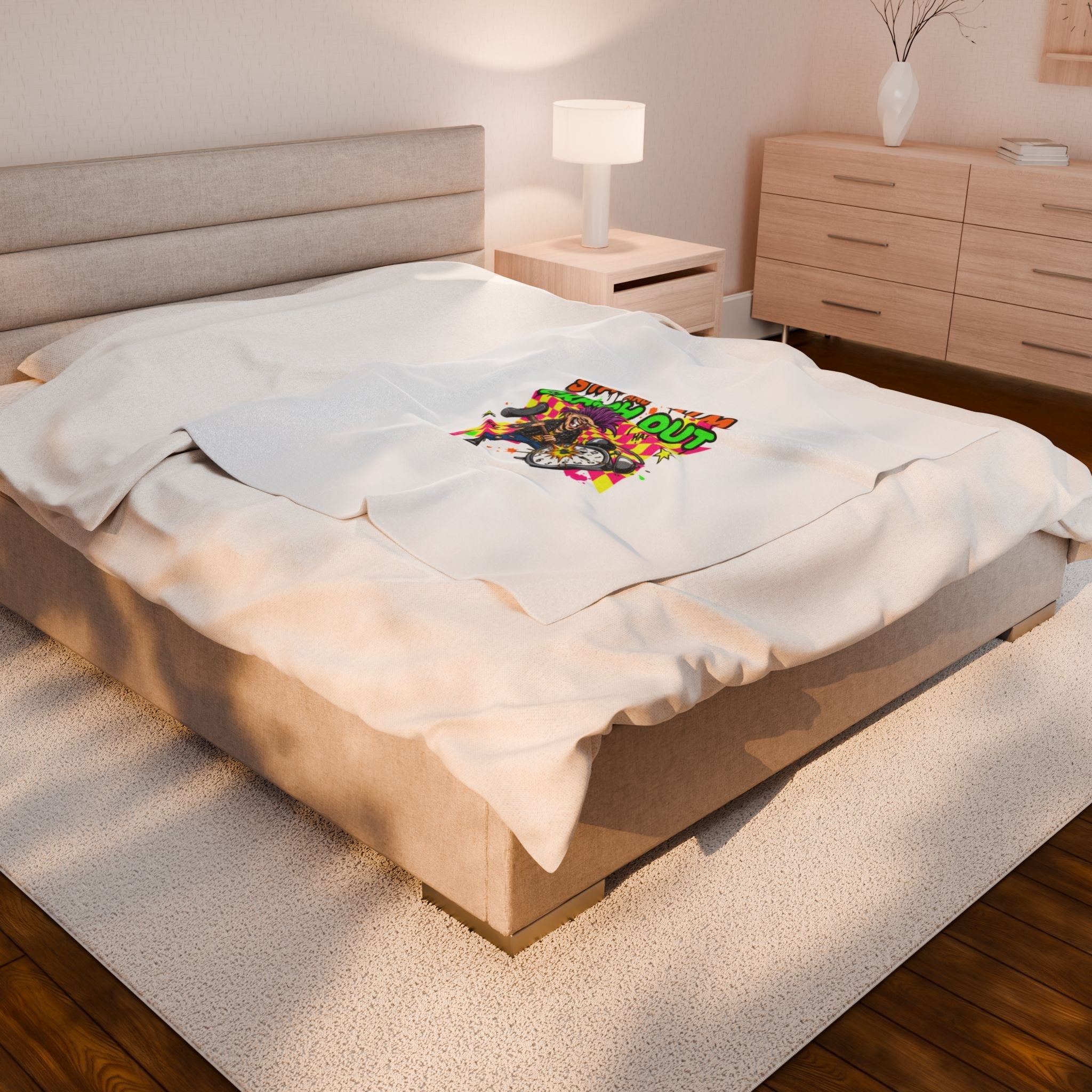 Stay Calm Crash Out Velveteen Blanket | neon skate graffiti, meltdown design