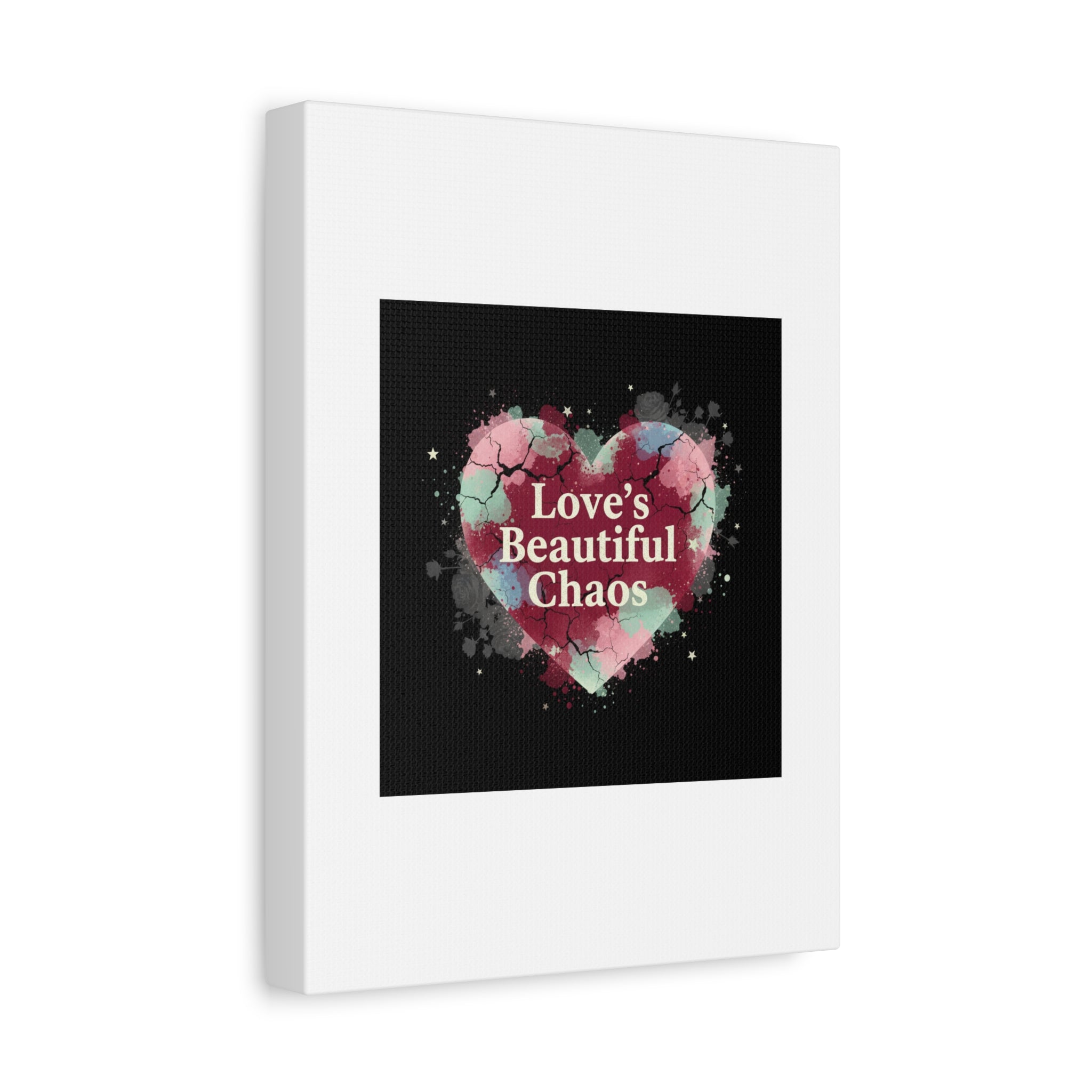 Love's Beautiful Chaos Canvas Print | Soft Grunge Hearts, Distressed Heart Art