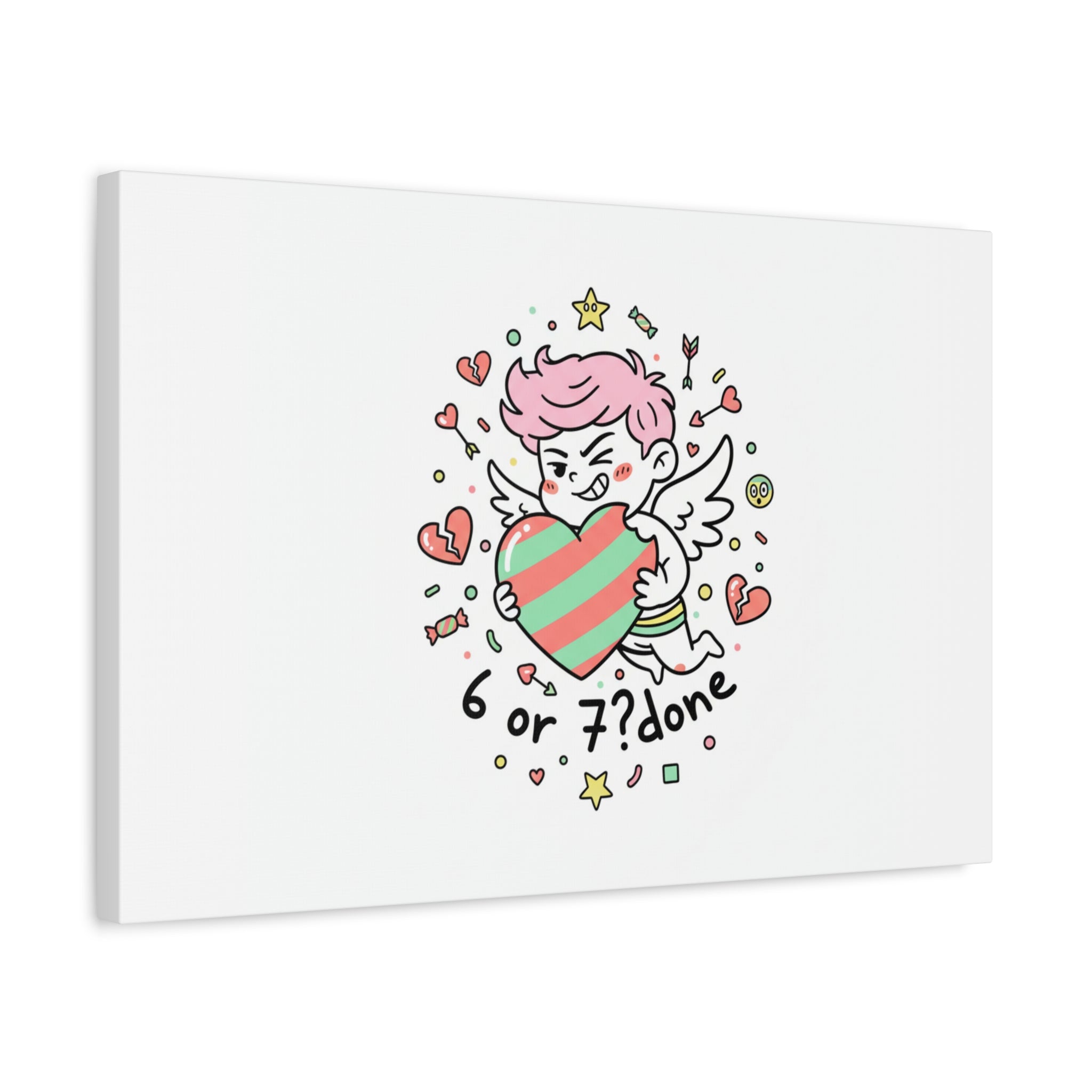 Weird Cupid heart illustration Canvas | Weird Valentine, quirky chaotic love