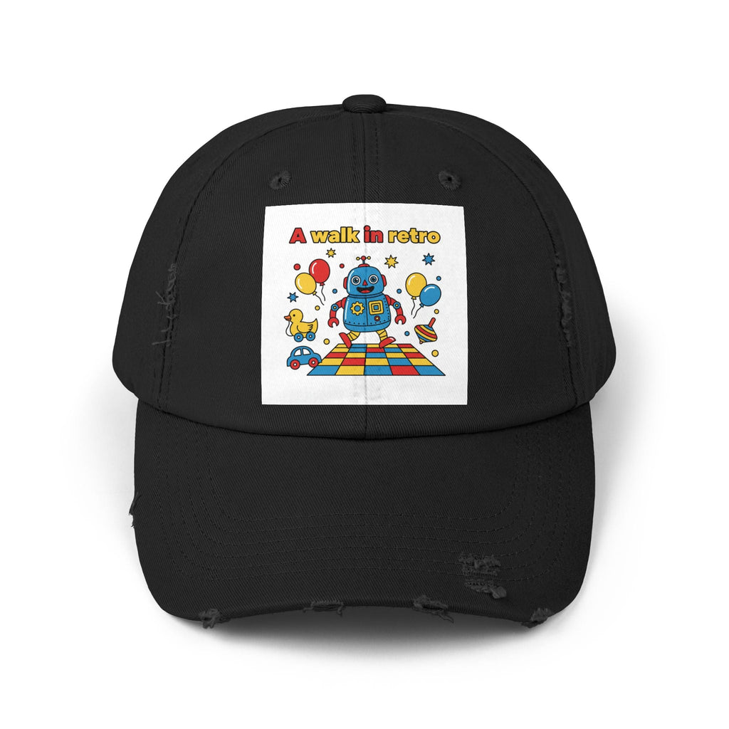 Retro Robot Baseball Cap - "A Walk in Retro" Distressed Patch Hat