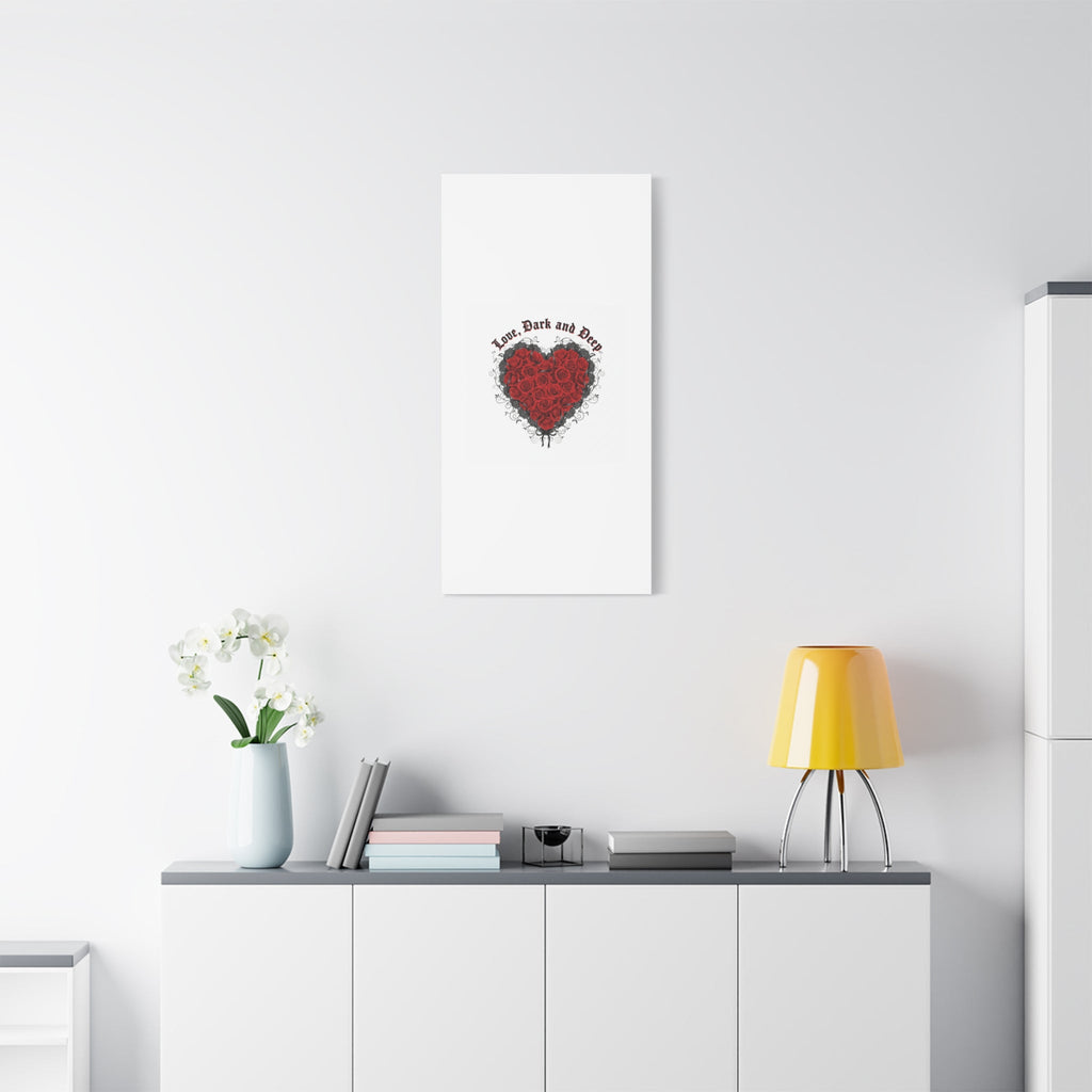 Love Dark and Deep Heart Canvas, Nu Romantic Gothic Romance, 80s Nostalgia
