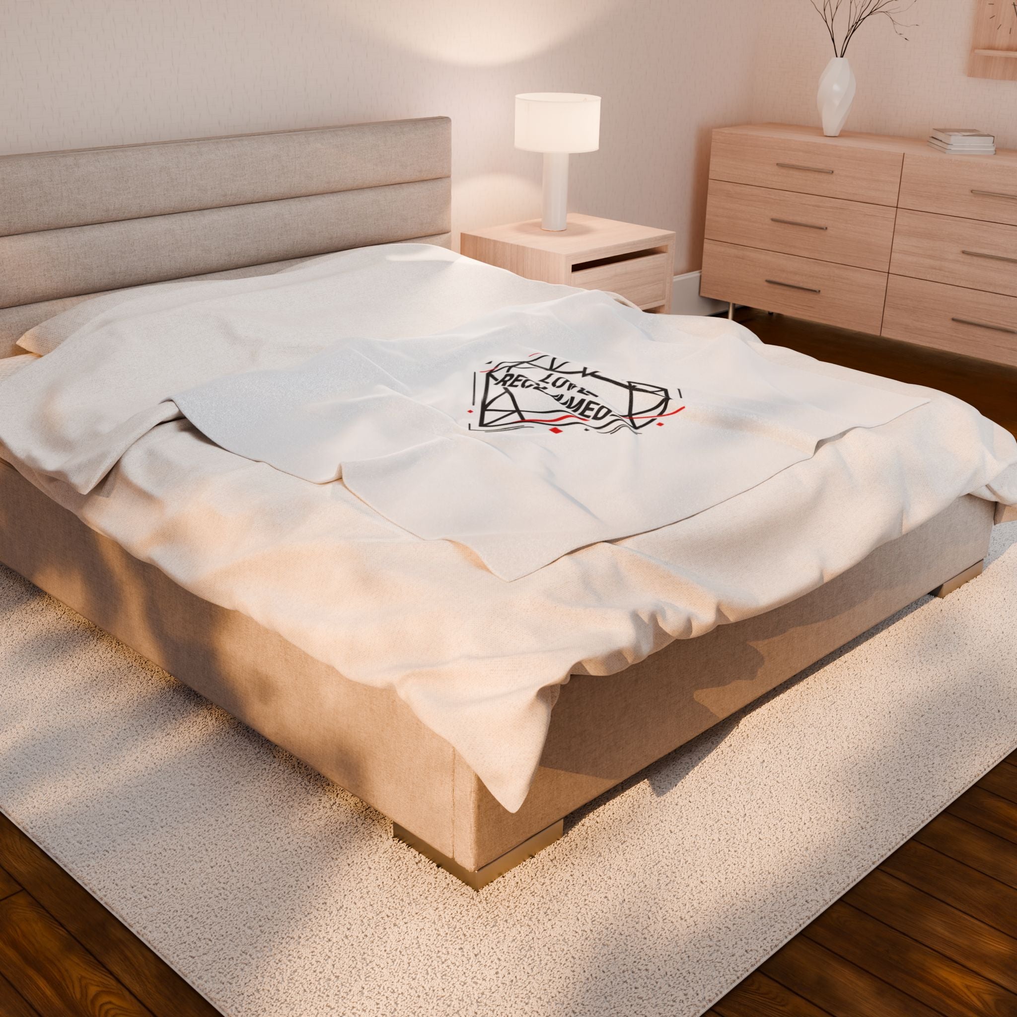 Love Reclaimed Geometric Heart Velveteen Blanket | modern heart, minimalist love icon