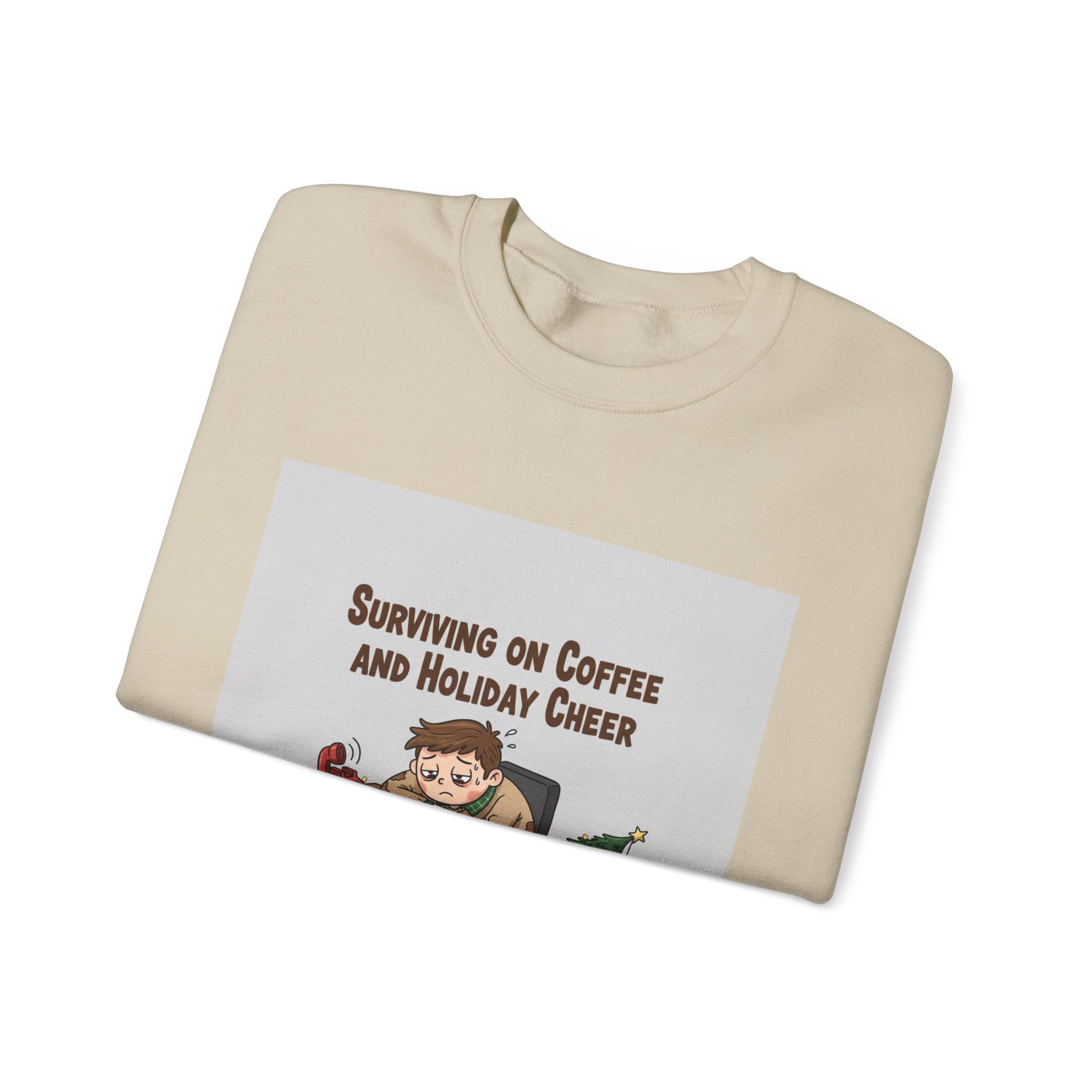 Surviving on Coffee and Holiday Cheer Sweatshirt | holiday burnout, festive but tired