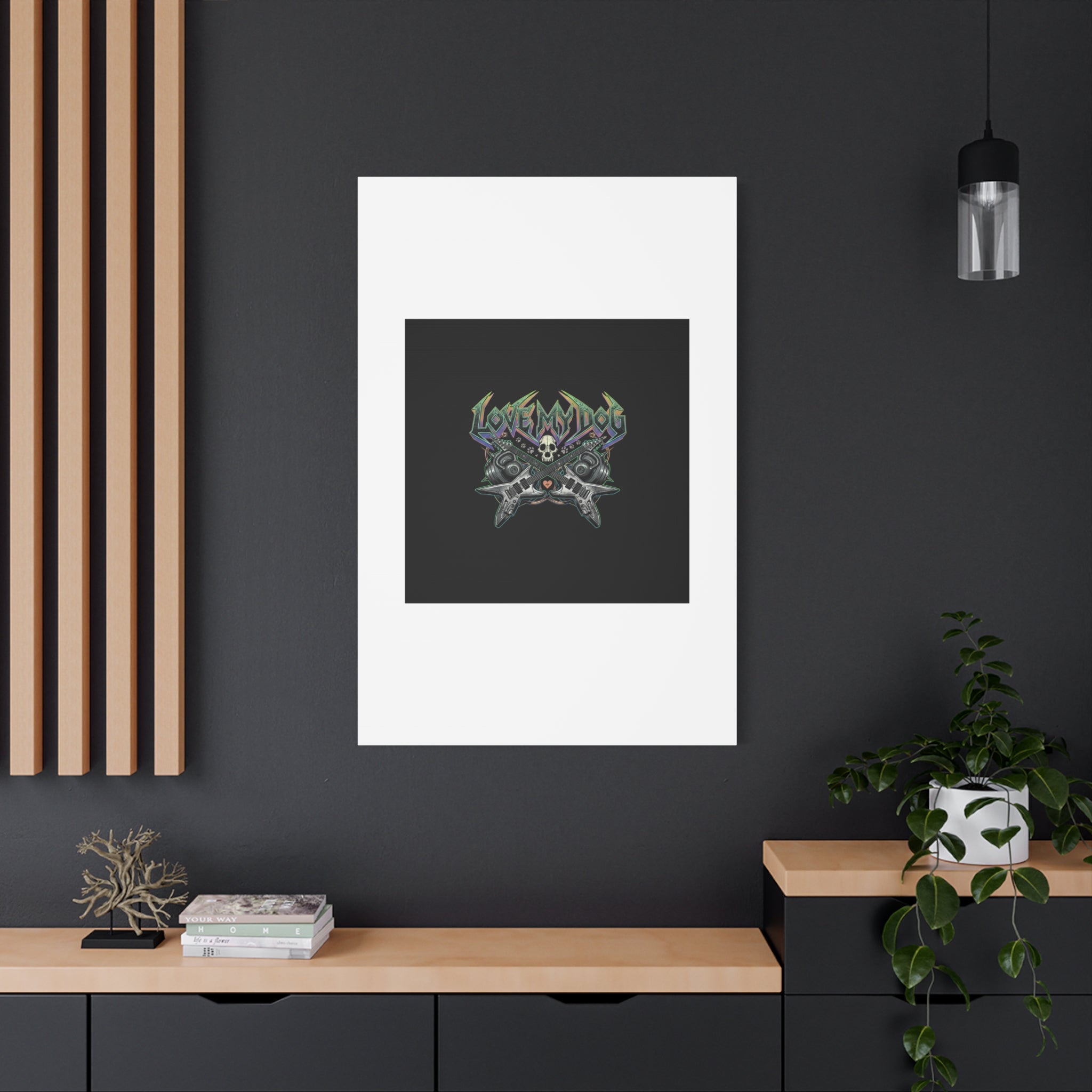 Love My Dog metal font Canvas | gothic wellness quote, edgy self-care merch