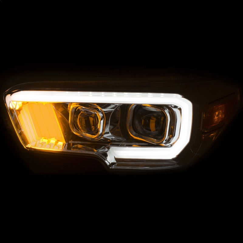 Anzo Toyota Tacoma 16-18 Projector Plank Style Headlight Chrome w/ Amber