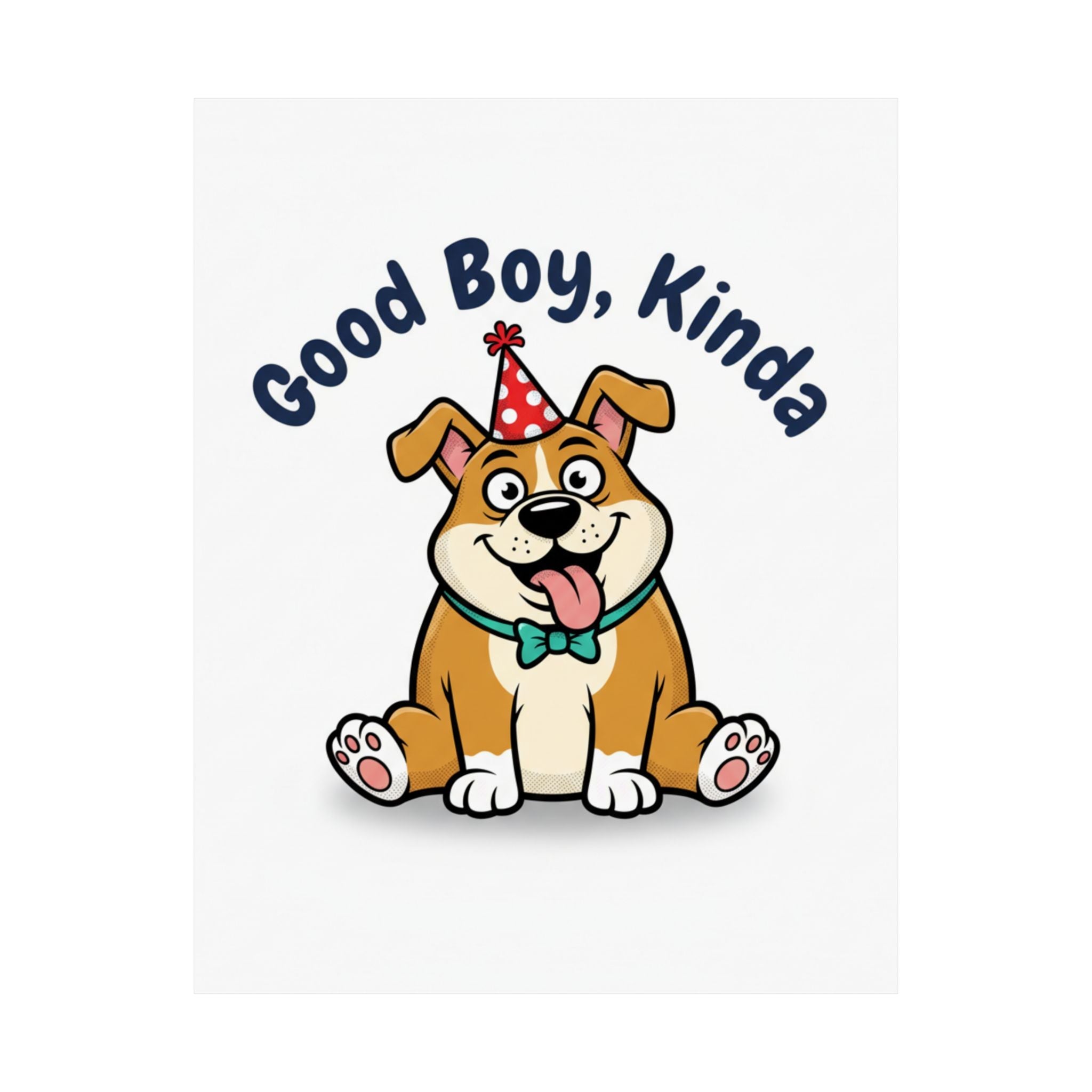 Satin Poster — "Good Boy, Kinda" Cute Cartoon Dog Wall Art