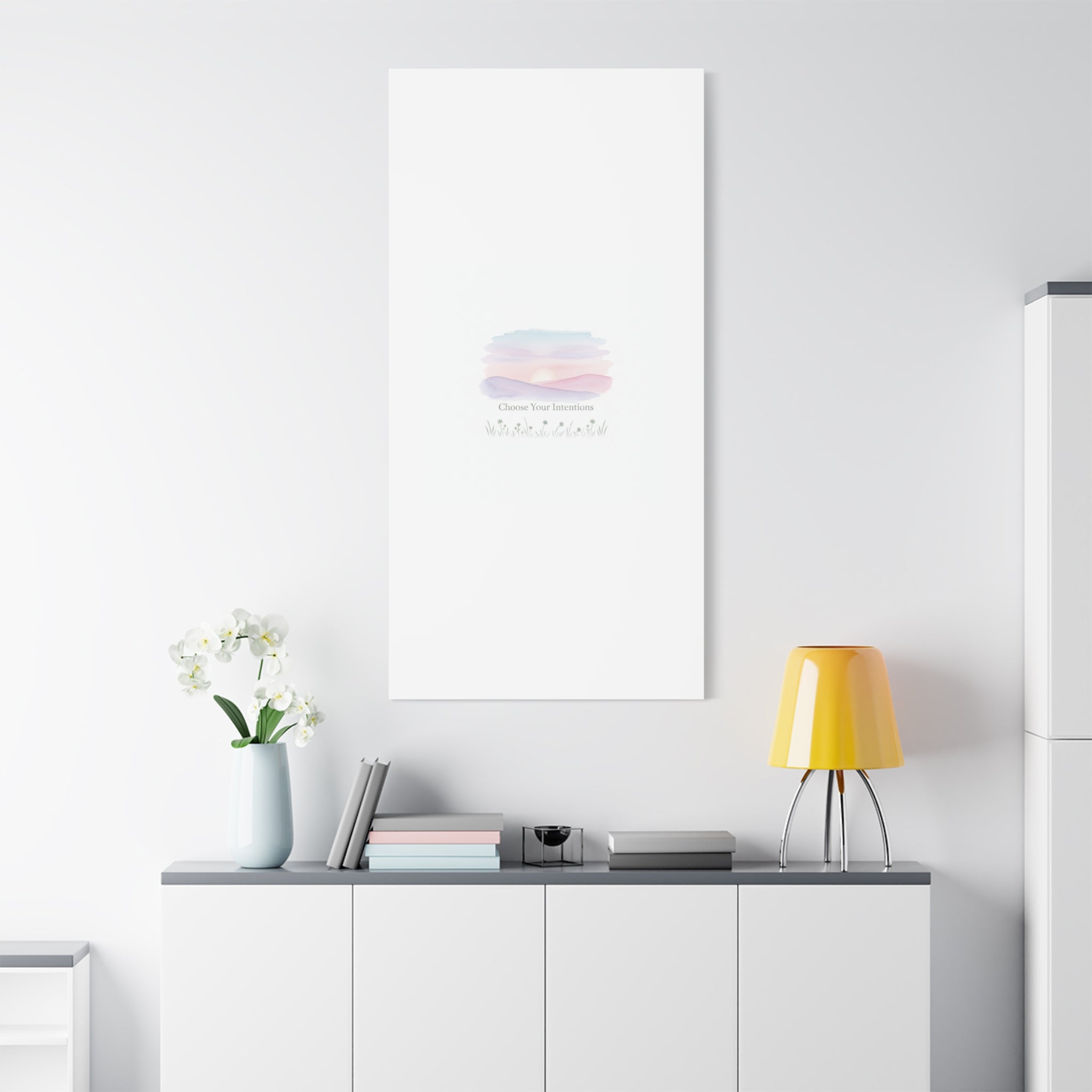 Choose Your Intentions Canvas, soft wellness poster, pastel gradient mindfulness art