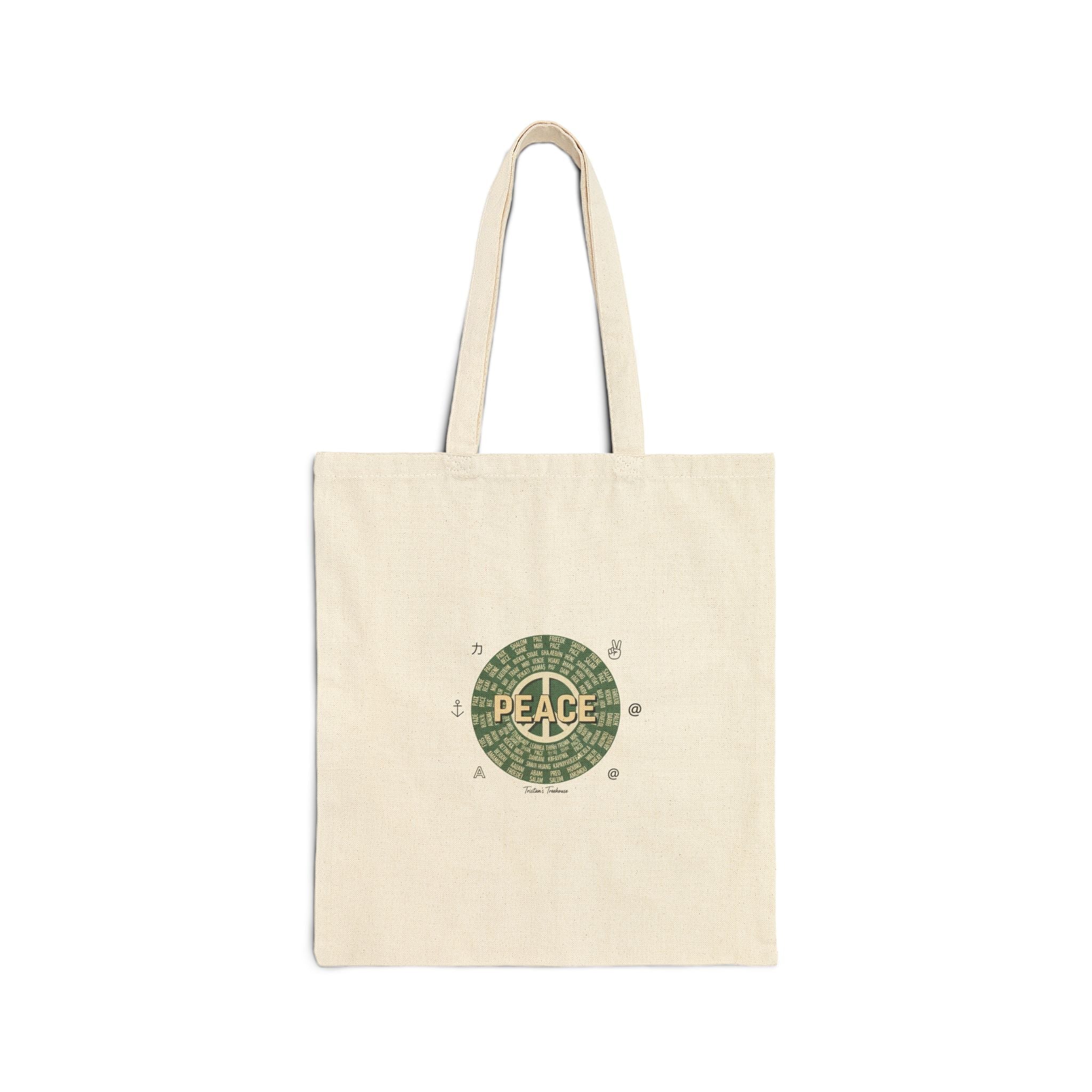 Handwritten 'Peace' Doodle Tote | Sketch Aesthetic Cotton Canvas Tote