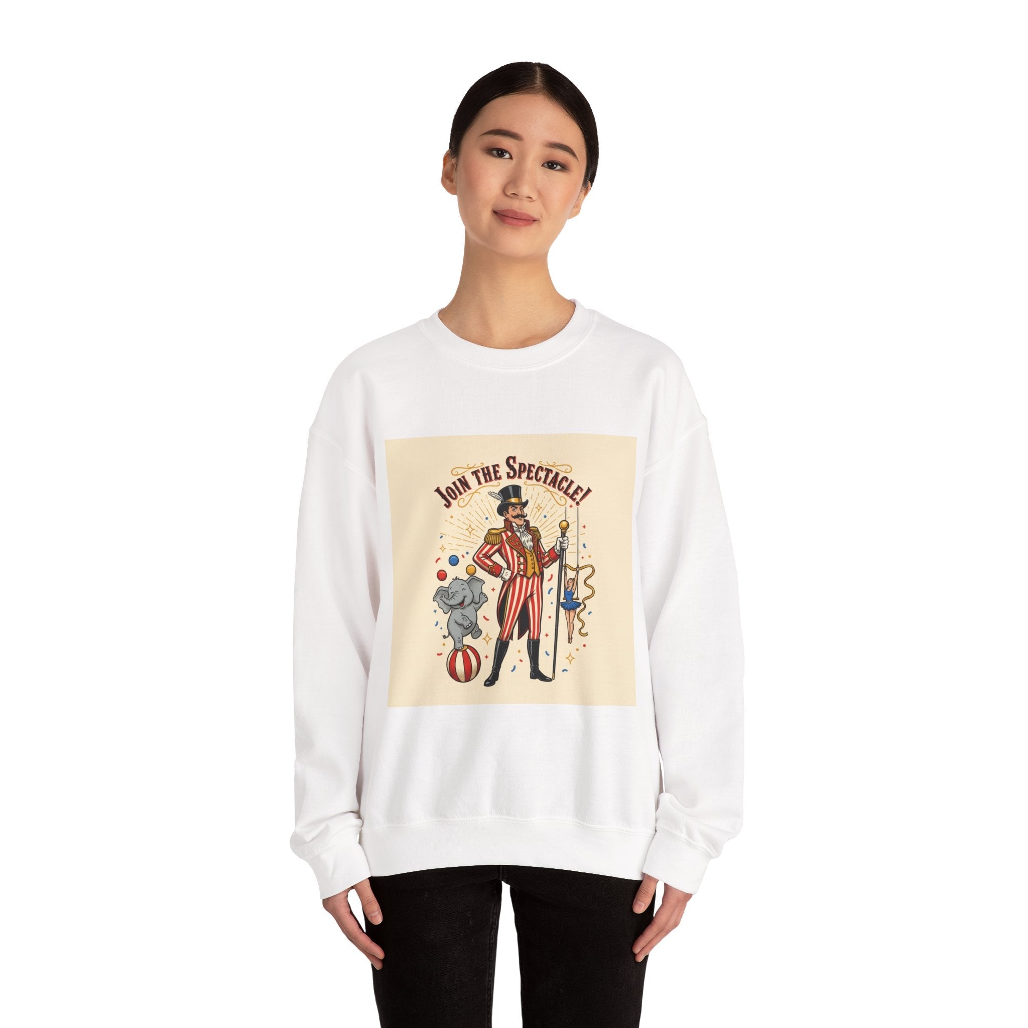 Join the Spectacle Circus Art Print Crewneck Sweatshirt | Vintage Carnival Design, Camp Circus Aesthetic