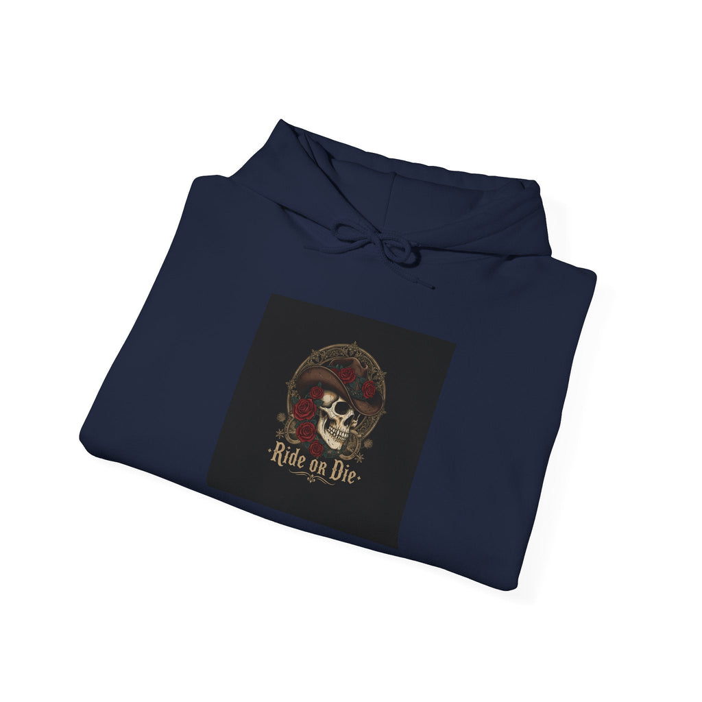 Ride or Die Skull, Hoodie | western skull art, gothic Americana