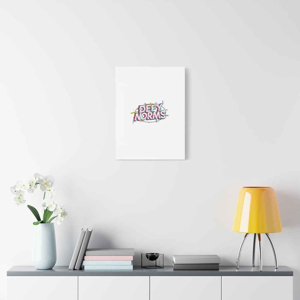 Defy Norms Canvas, Anti-Aesthetic Glitch Typography, Brutalist Poster Style