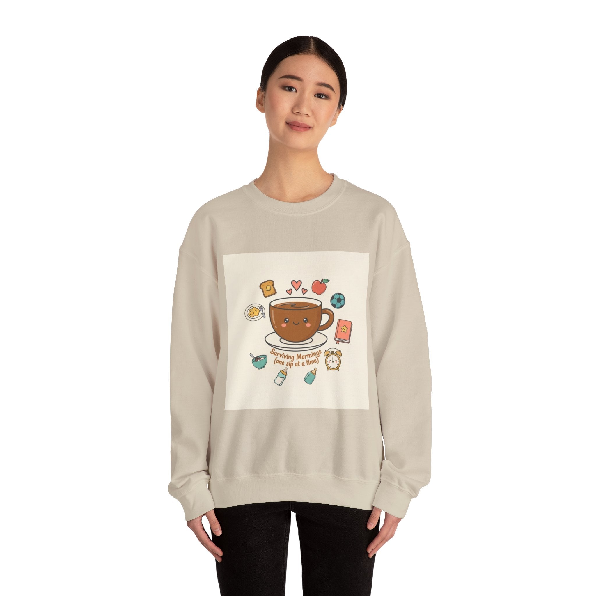 Morning Chaos Coffee Mom Sweatshirt | parenting morning humor, tired parent shirt