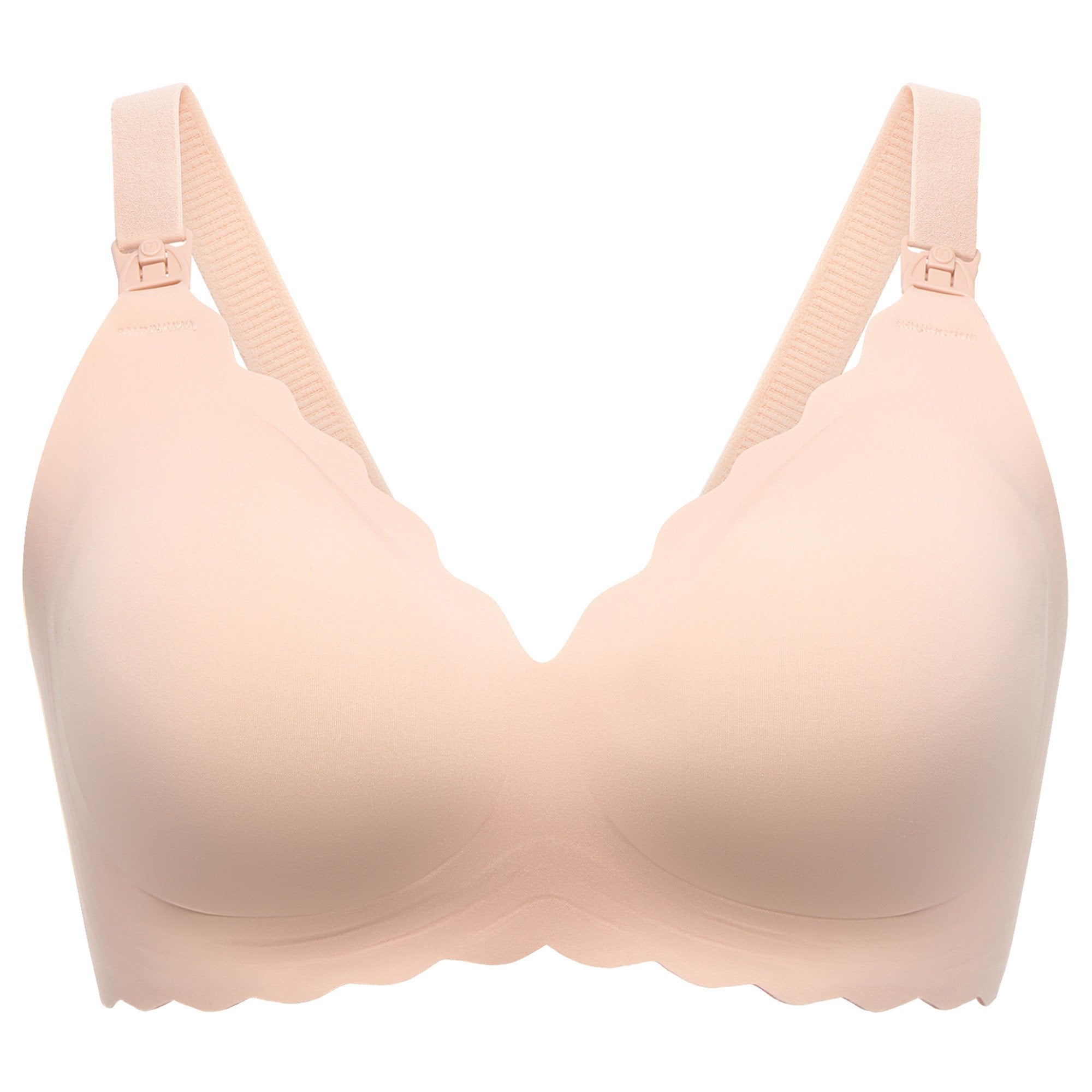 Nursing Bra Momcozy Jelly Strip 36 to 38 Inch Chest Large Beige Back Hook and Eye Closure Adjustable Shoulder Strap FB046-SK100L-A