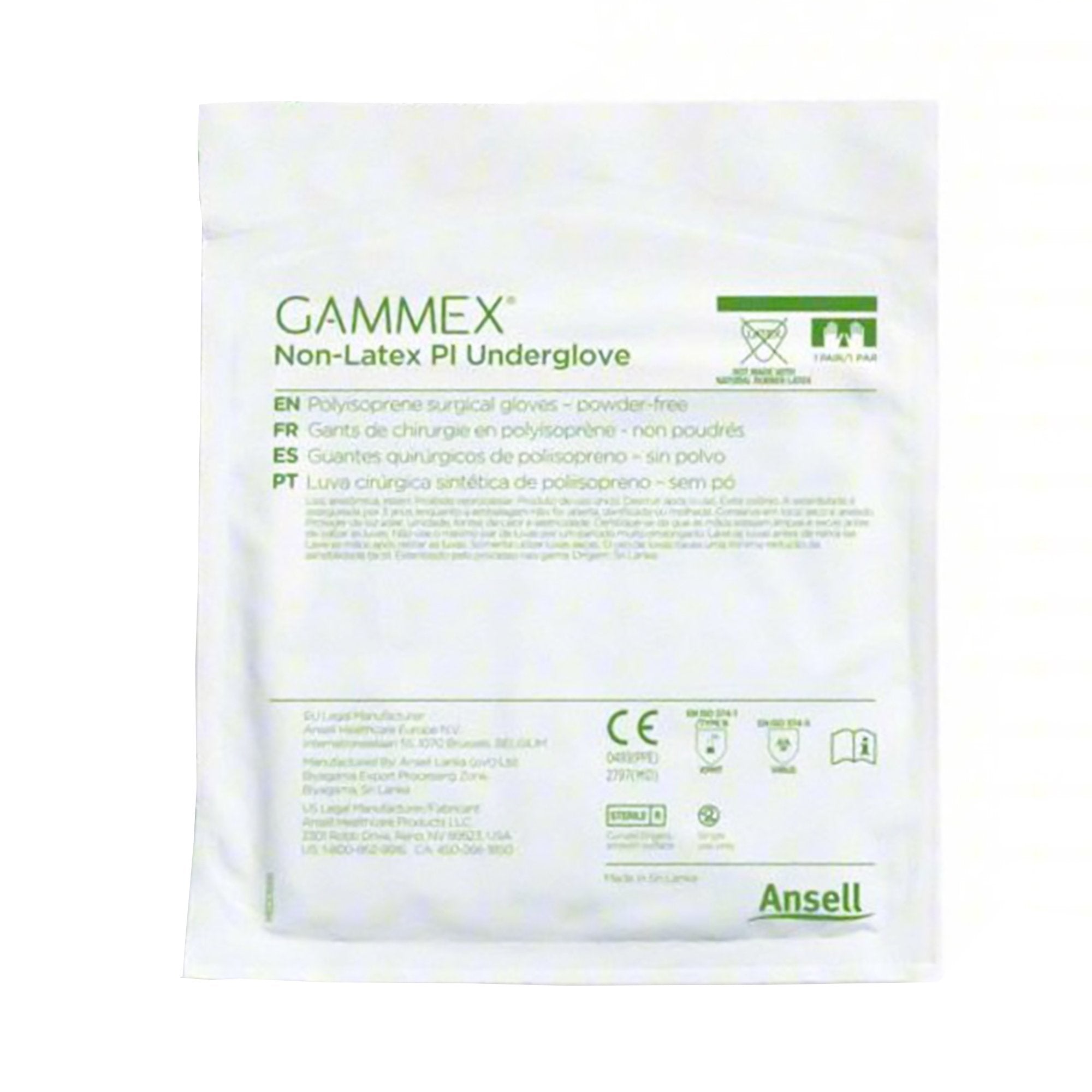 Gammex® Non-Latex PI Polyisoprene Surgical Underglove, Size 7, Green 20687270