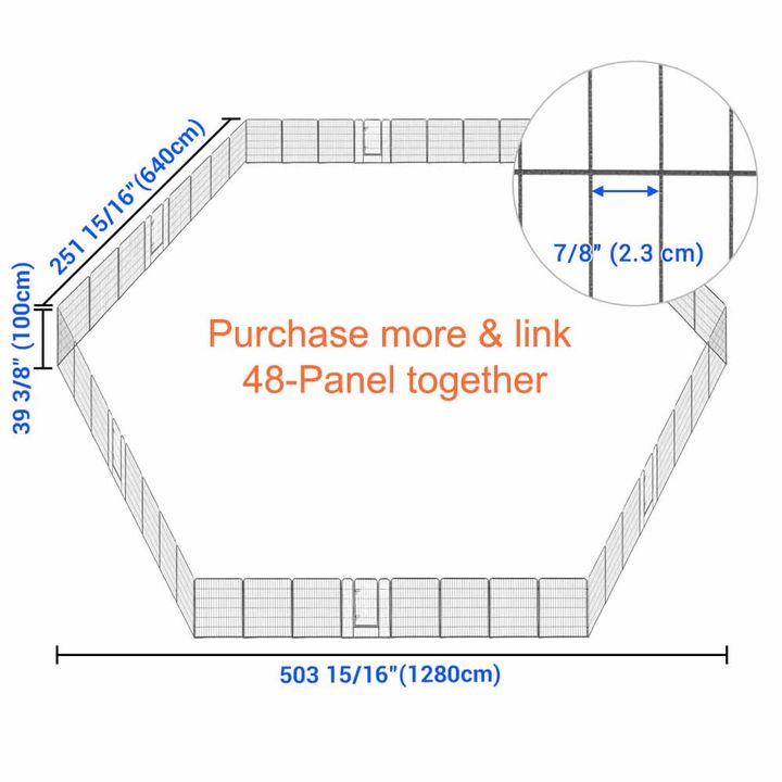 Yescom Heavy Duty Dog Playpen 40" Tall 16-Panel Puppy Pen Metal