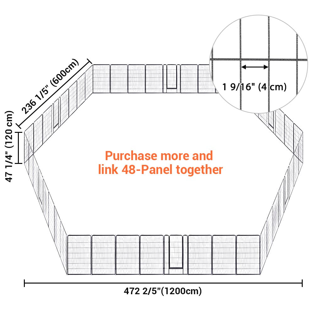 Yescom Heavy Duty Dog Playpen 48" Tall 16-Panel Puppy Pen Metal