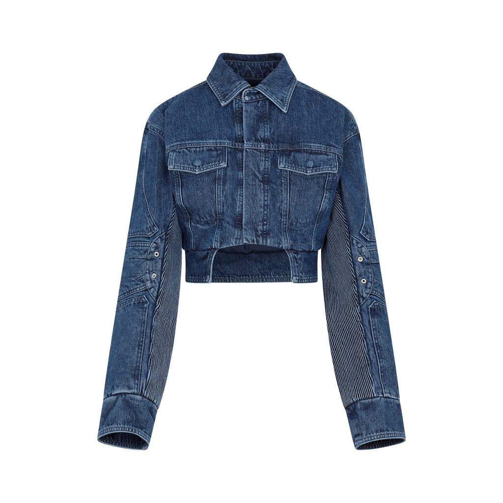 Off White Motorcycle Hole Crop Jacket Women
