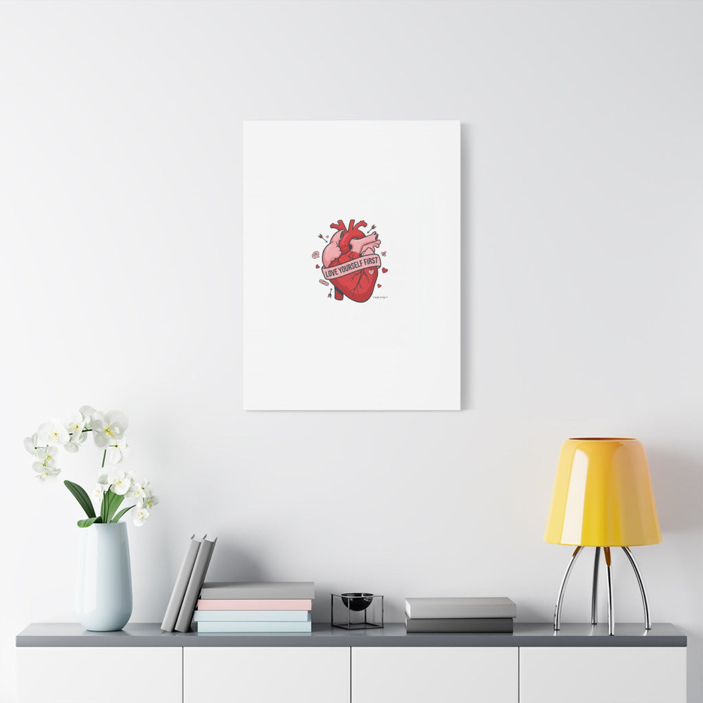 Love Yourself First Canvas, Hearts-with-a-Twist, Anti-Valentine Art